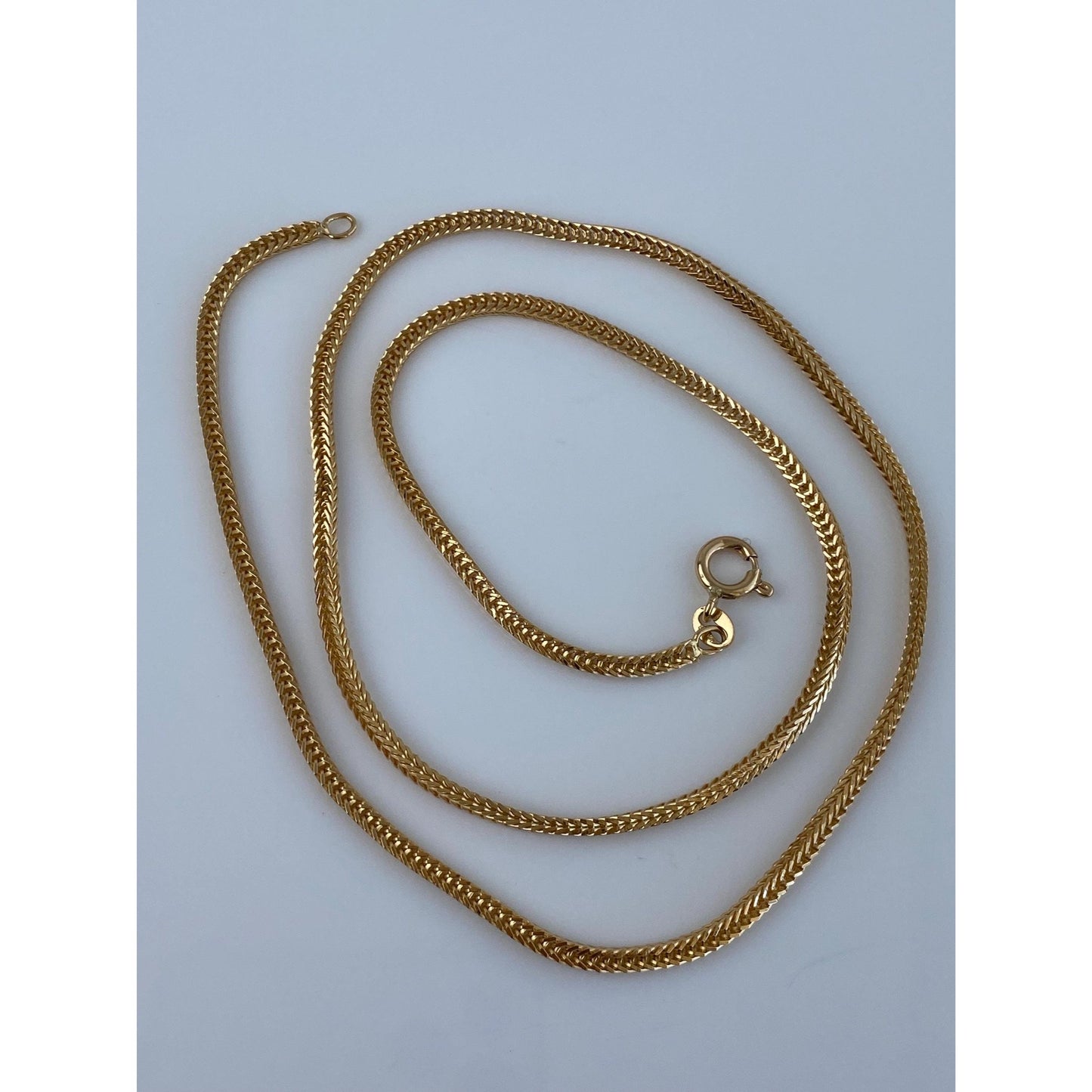 Solid 18k Yellow Gold Wheat Chain Necklace - 20 inches