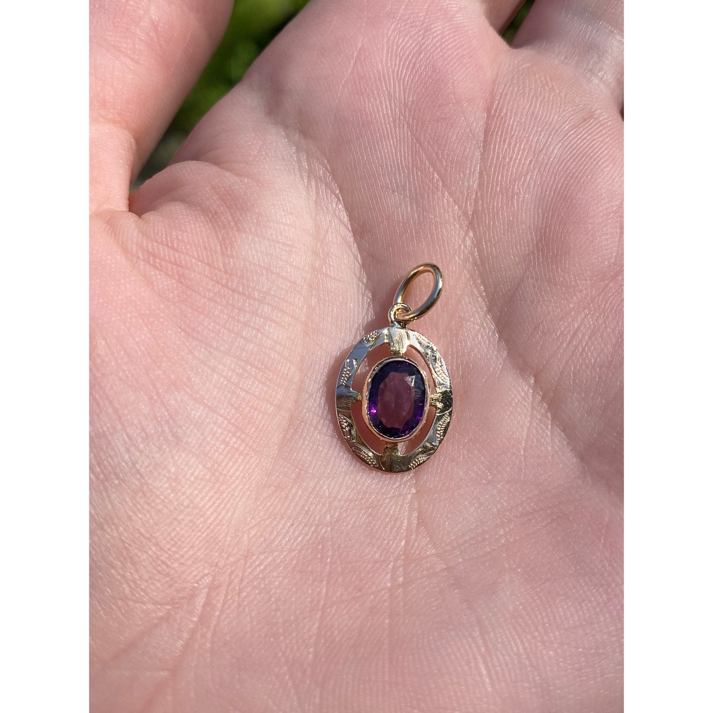 Vintage Solid 14k Rosey Gold Purple Cubic Zirconia Stick Pin Conversion Charm