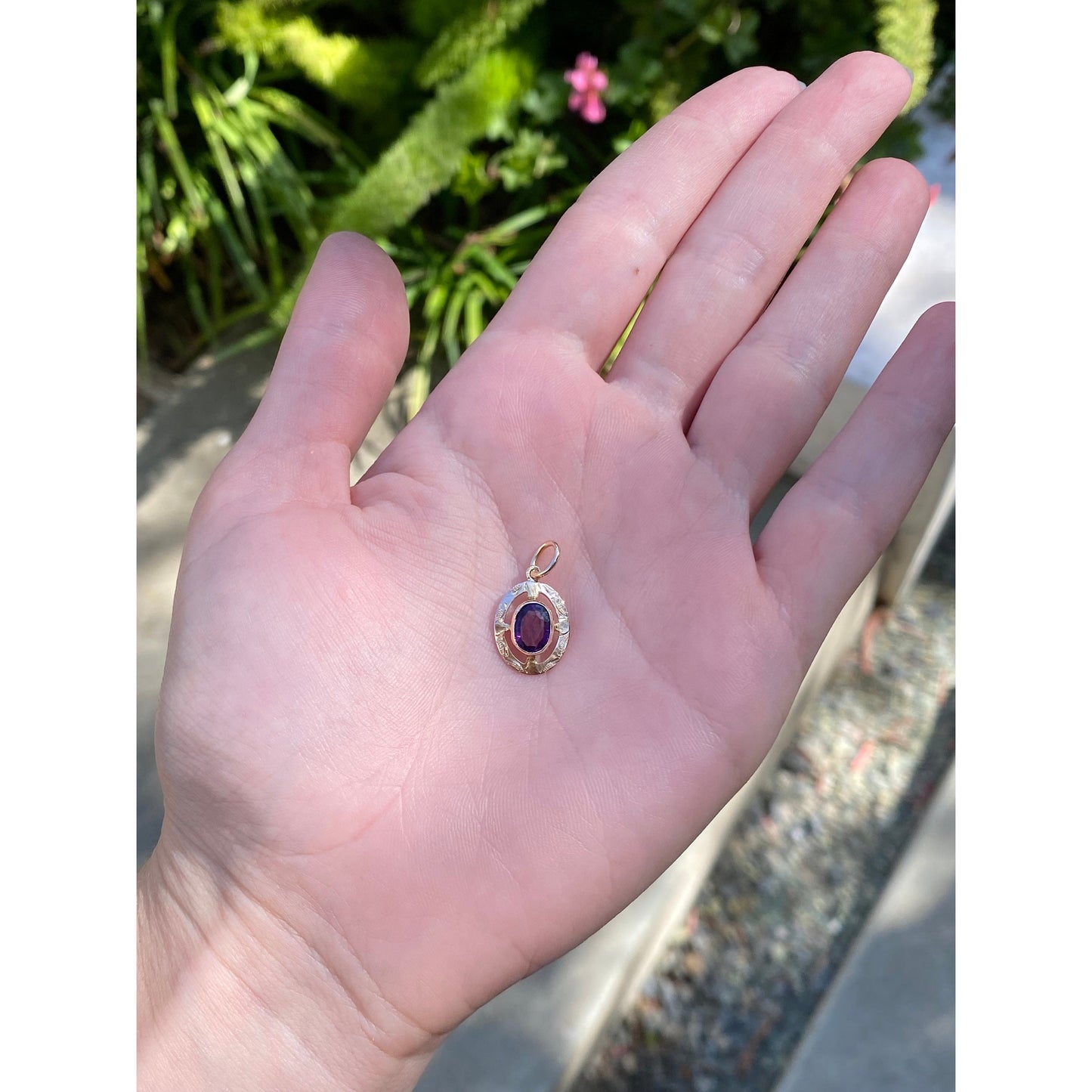 Vintage Solid 14k Rosey Gold Purple Cubic Zirconia Stick Pin Conversion Charm