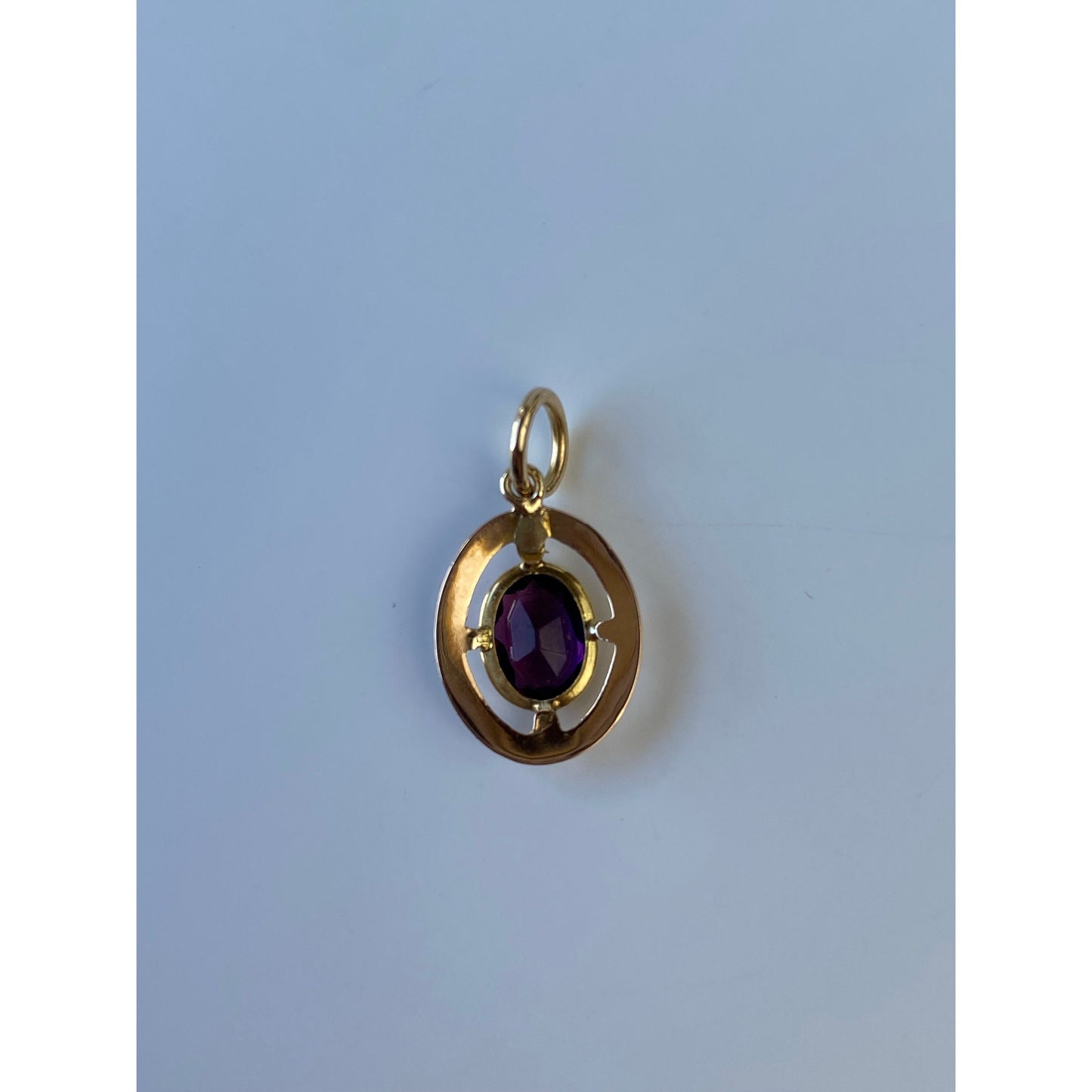 Vintage Solid 14k Rosey Gold Purple Cubic Zirconia Stick Pin Conversion Charm