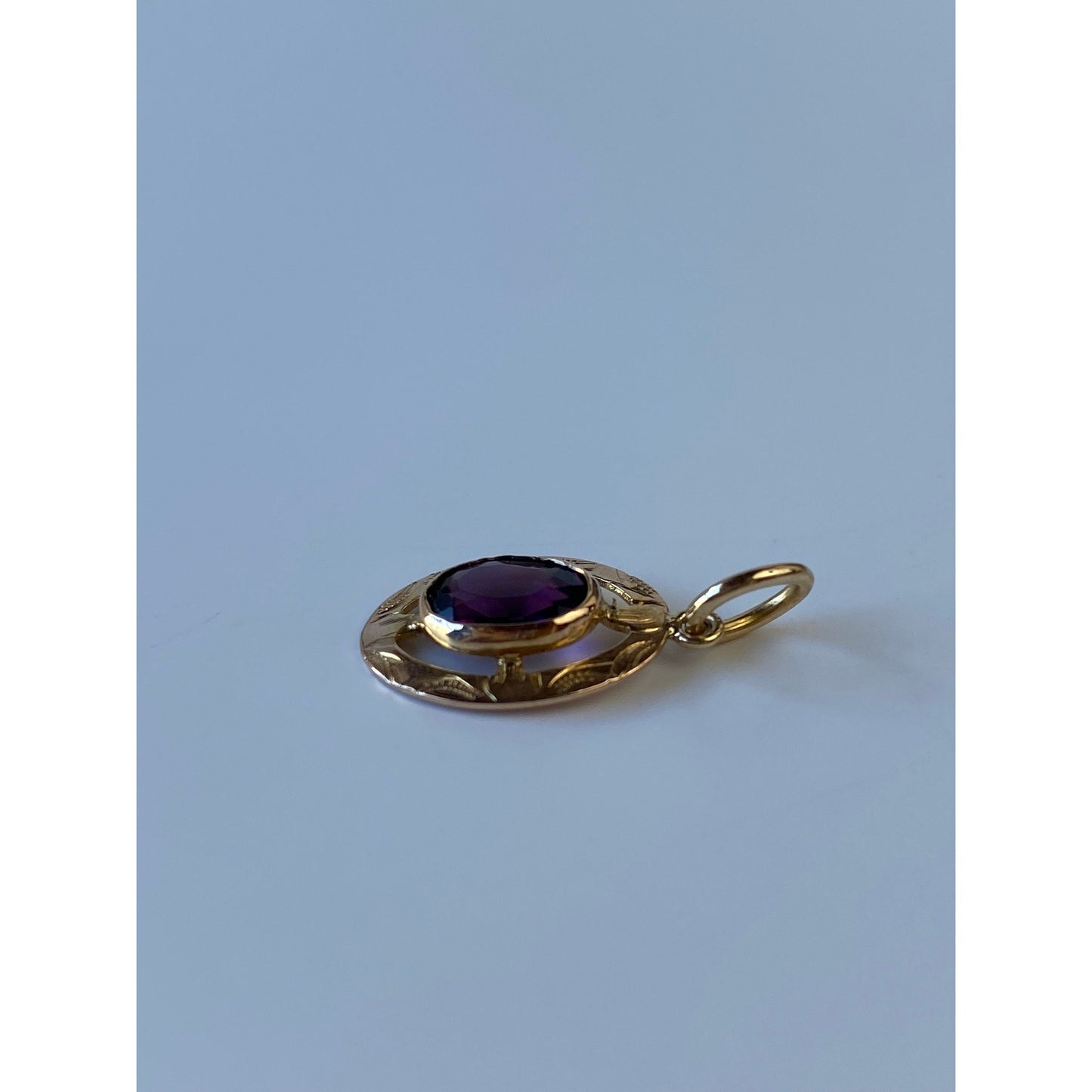 Vintage Solid 14k Rosey Gold Purple Cubic Zirconia Stick Pin Conversion Charm