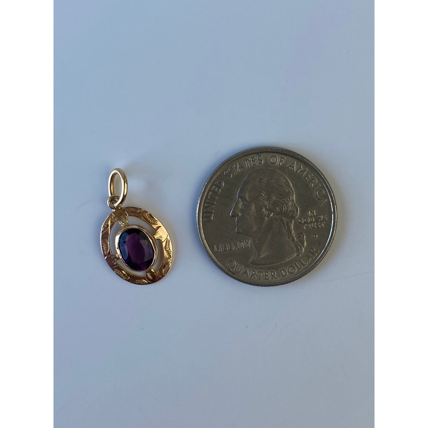 Vintage Solid 14k Rosey Gold Purple Cubic Zirconia Stick Pin Conversion Charm