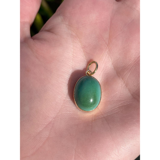 Vintage Solid 14k Yellow Gold Turquoise Stone Charm