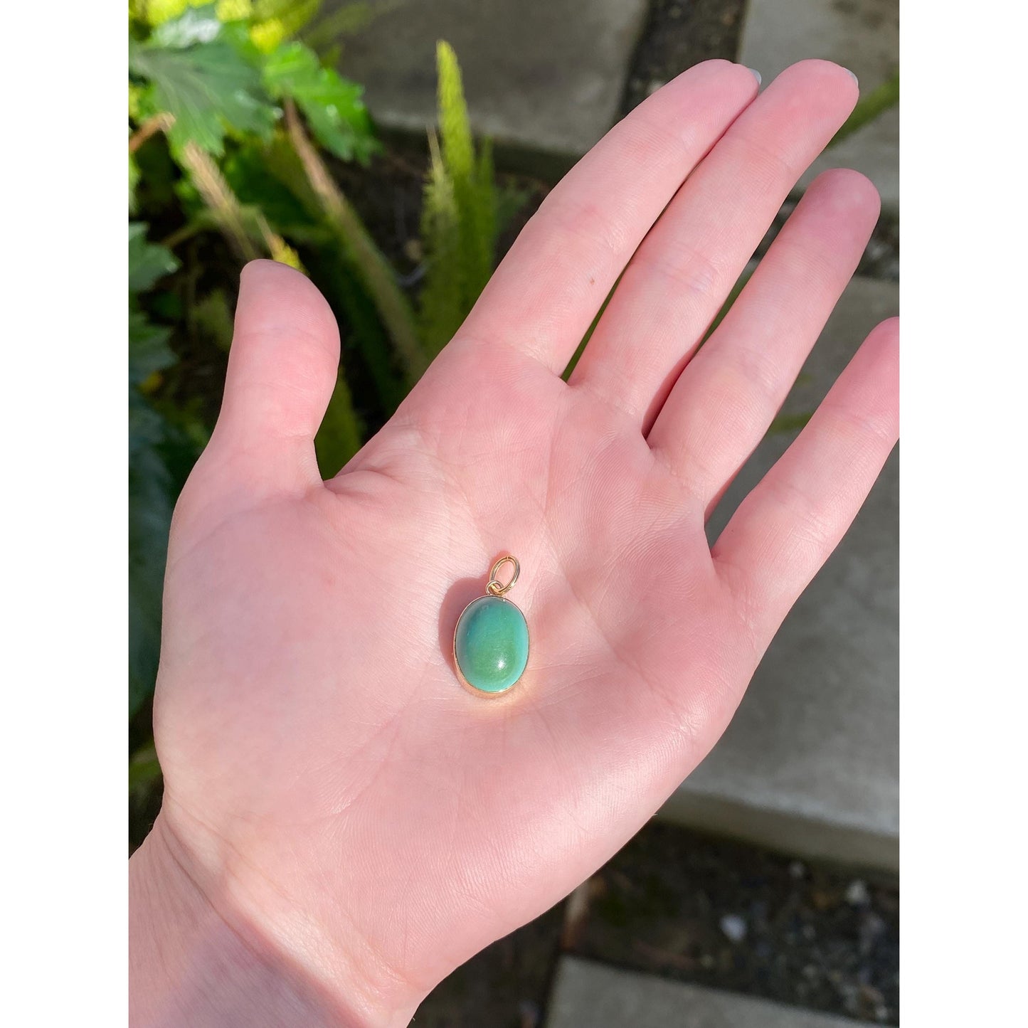 Vintage Solid 14k Yellow Gold Turquoise Stone Charm