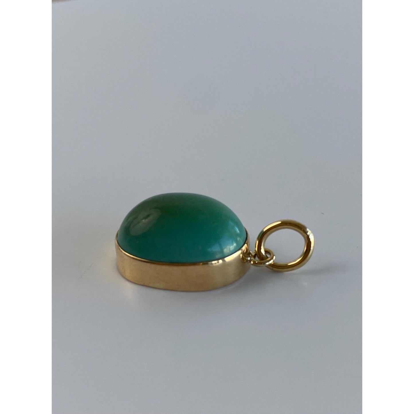 Vintage Solid 14k Yellow Gold Turquoise Stone Charm