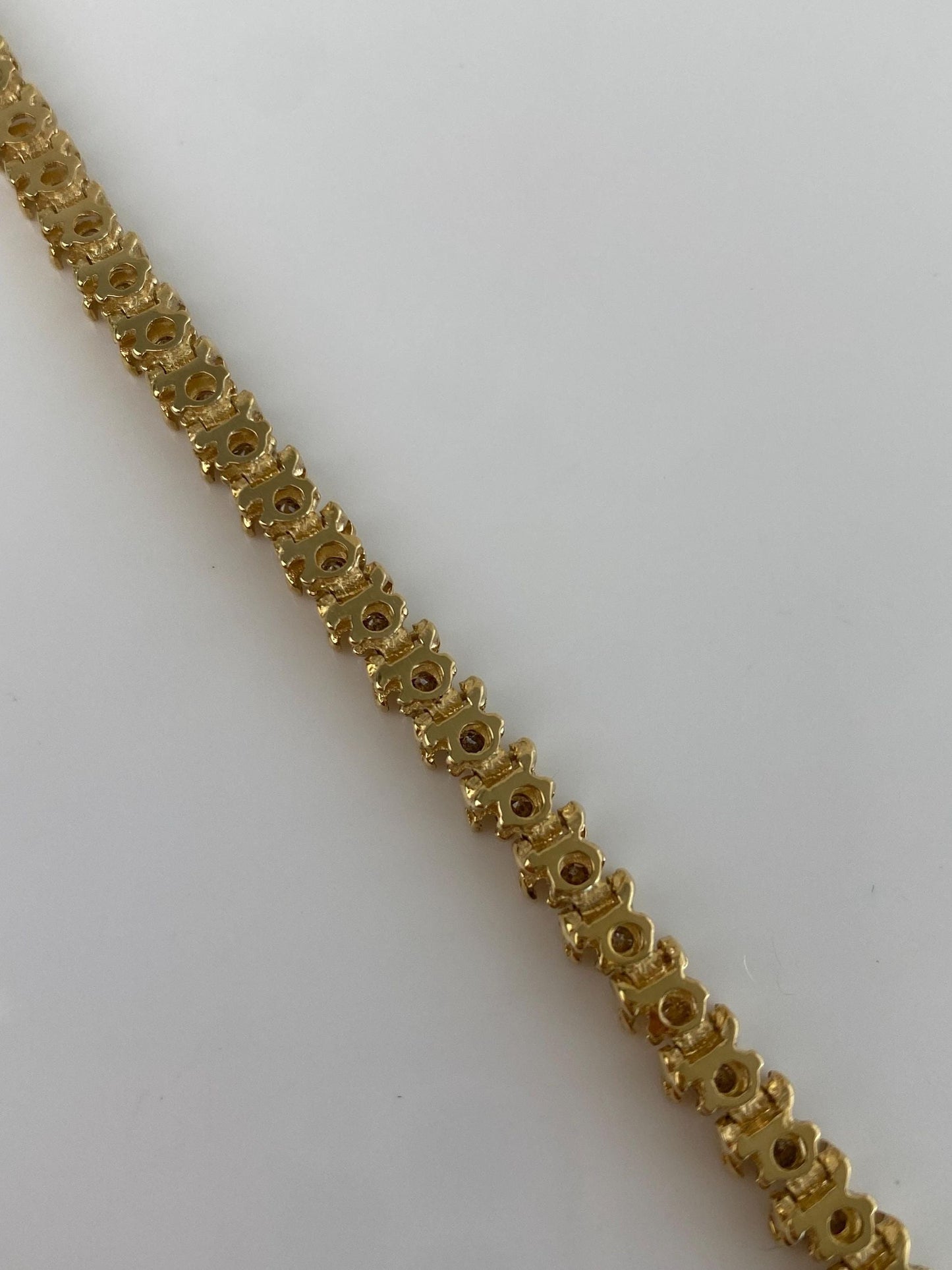 Vintage Solid 14k Yellow Gold Champagne Diamond Tennis Bracelet
