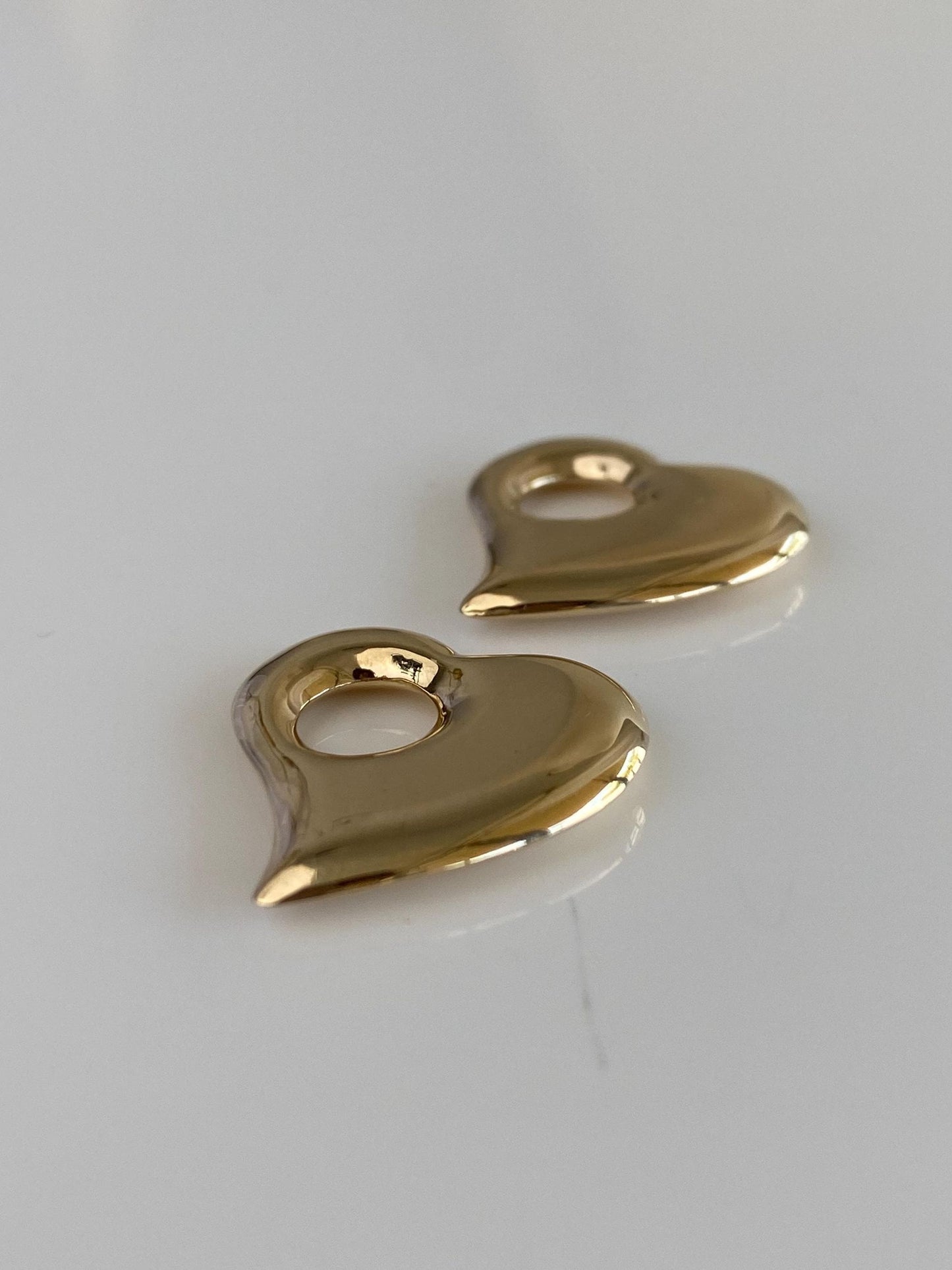 Vintage 14k Yellow Gold Heart Hoop Charms