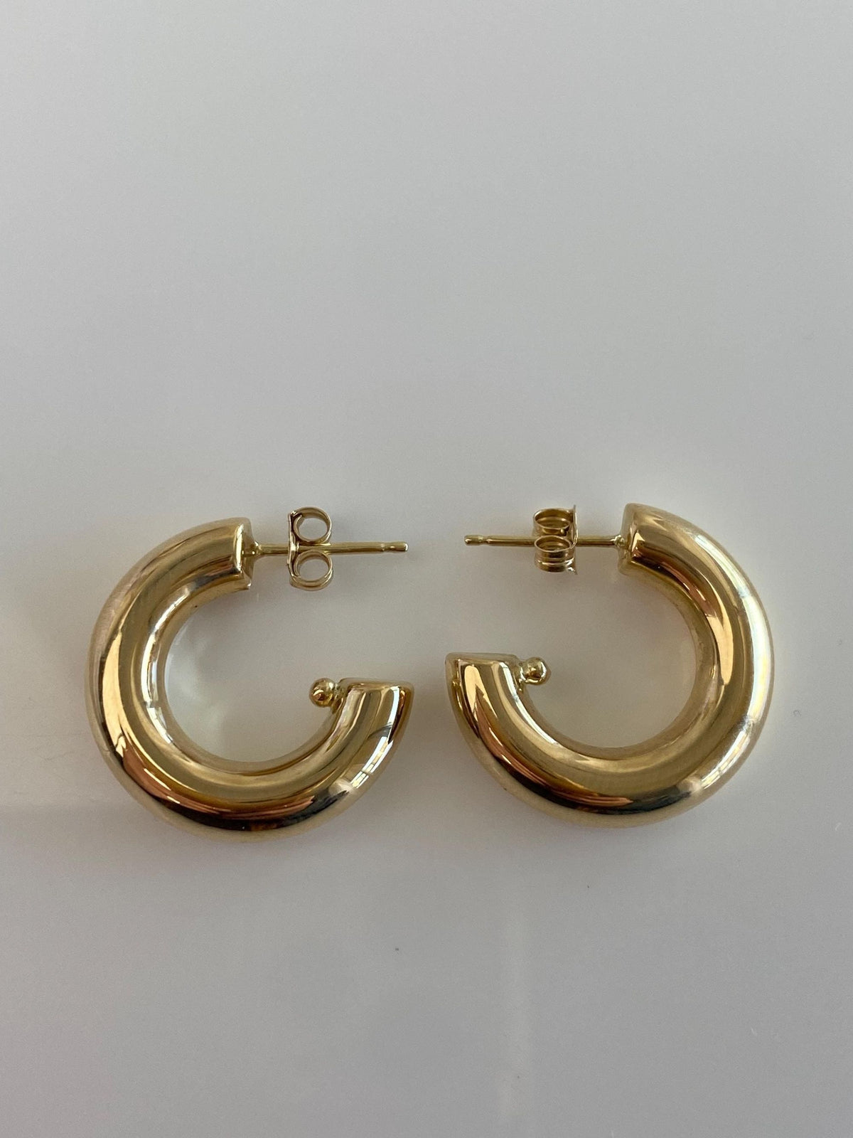 Vintage 14k Yellow Gold Chunky Hoop Stud Earrings