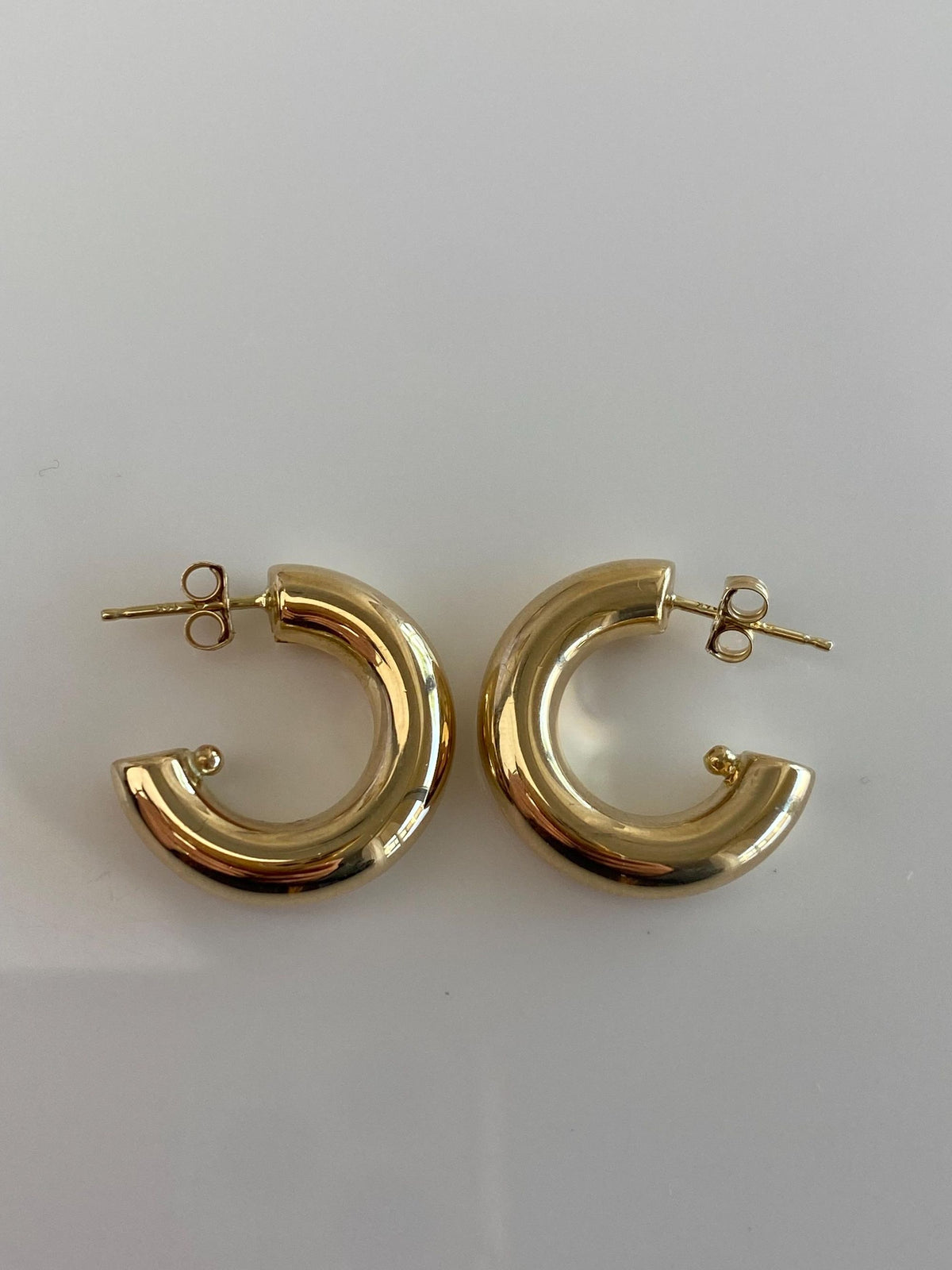 Vintage 14k Yellow Gold Chunky Hoop Stud Earrings