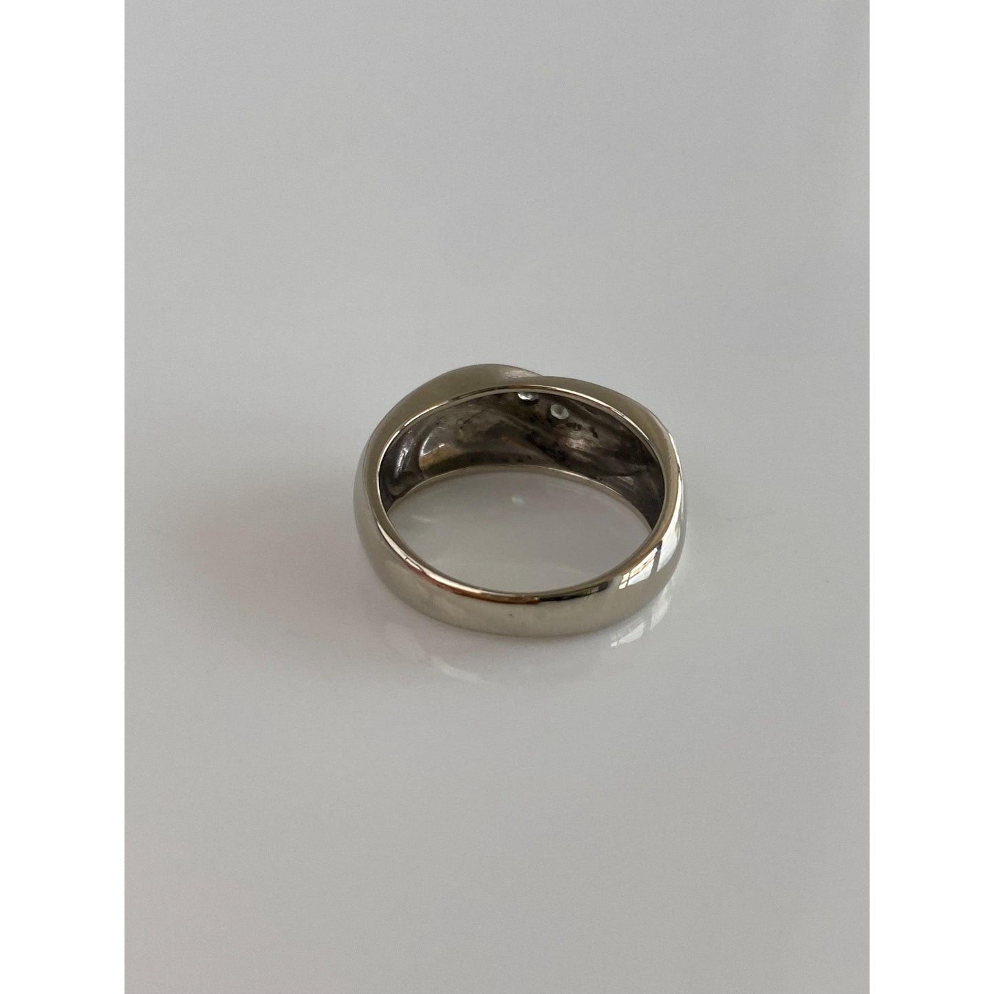 Vintage Solid 14k White Gold Diamond Ring Band - Size 4.75