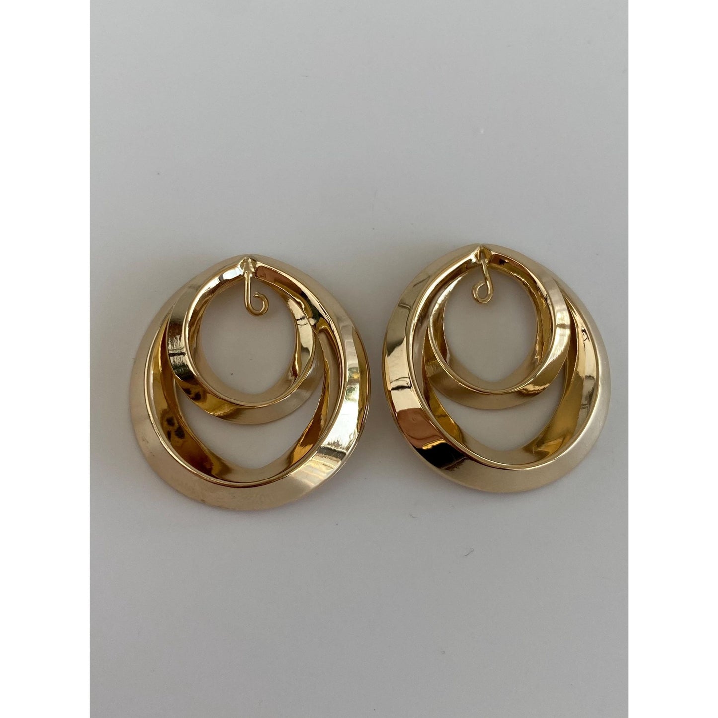 Vintage Solid 14k Yellow Gold Layered Earring Jackets