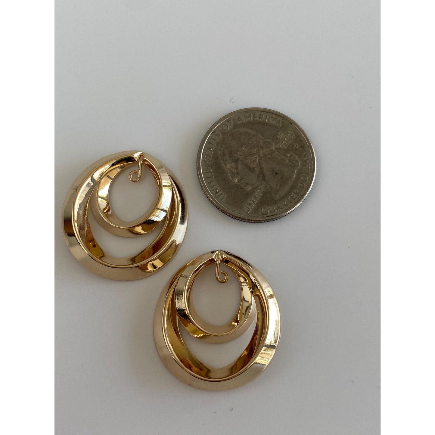 Vintage Solid 14k Yellow Gold Layered Earring Jackets