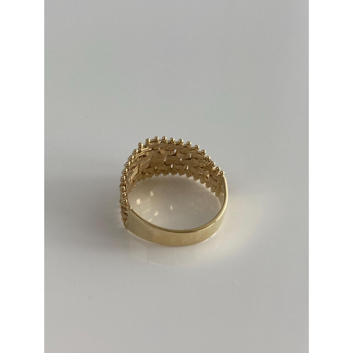 Vintage Solid 14k Yellow Gold Diamond Cut Mesh Chain Ring - Size 8.5