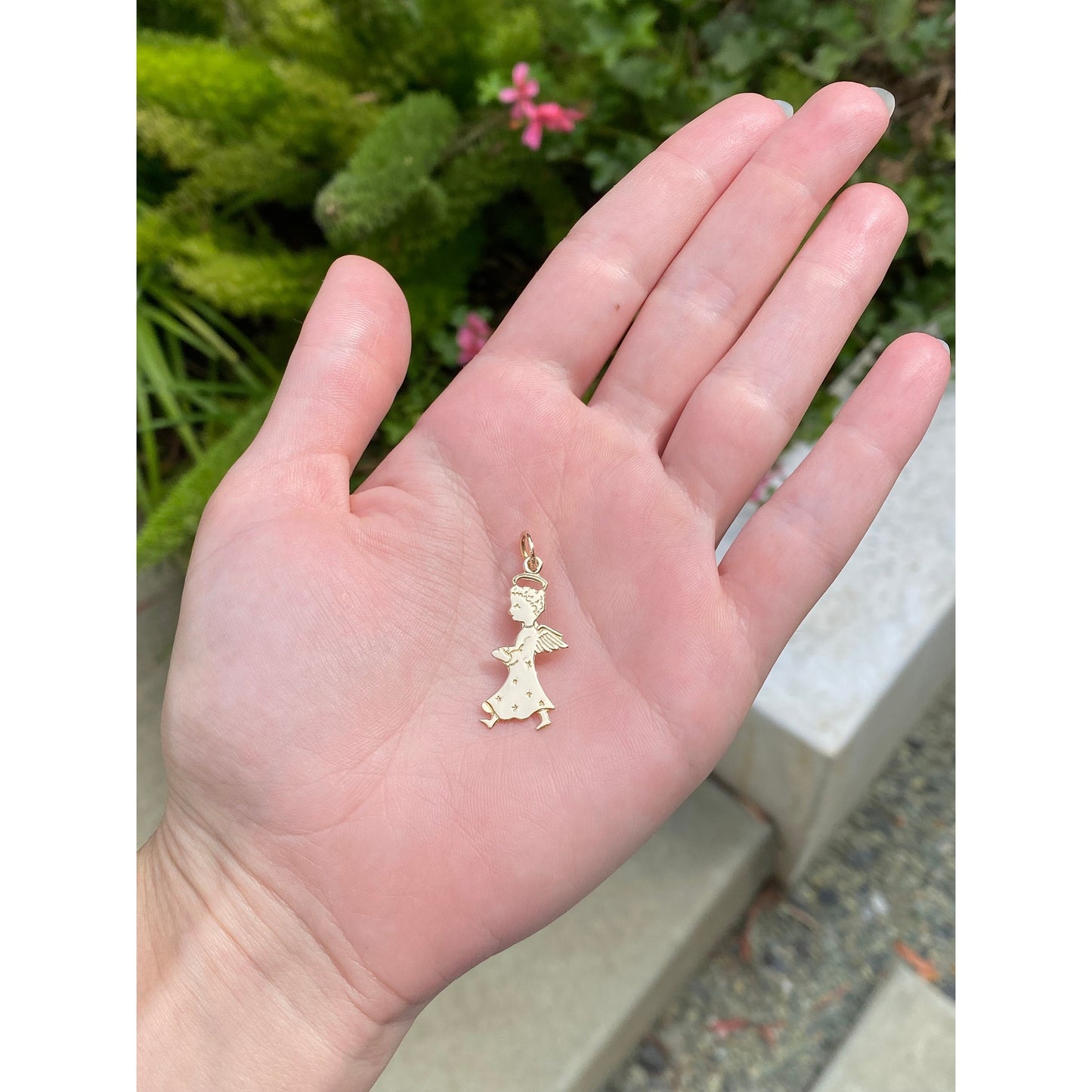 Vintage Solid 14k Yellow Gold Angel Charm