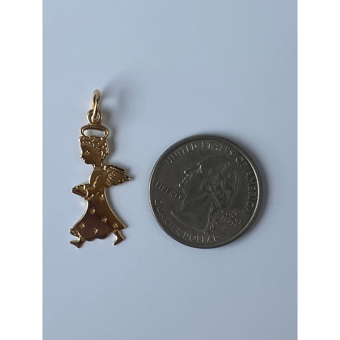 Vintage Solid 14k Yellow Gold Angel Charm