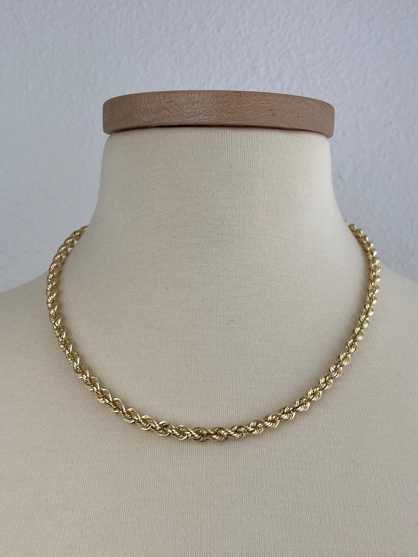 Vintage 14k Yellow Gold Rope Chain Necklace - 20.25 inches