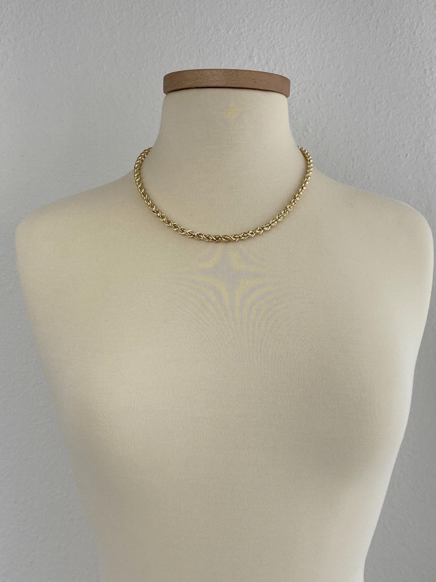 Vintage 14k Yellow Gold Rope Chain Necklace - 20.25 inches