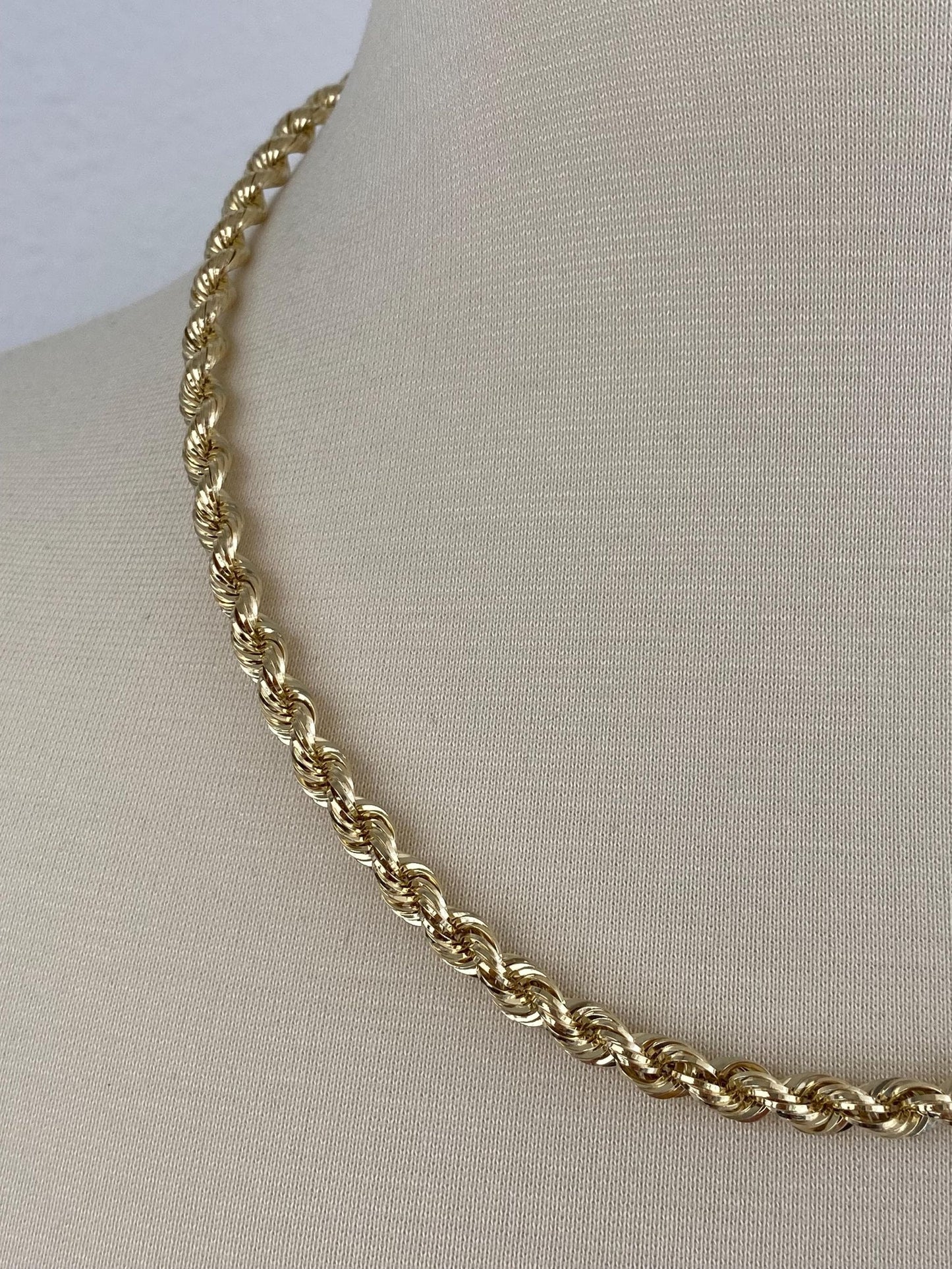 Vintage 14k Yellow Gold Rope Chain Necklace - 20.25 inches