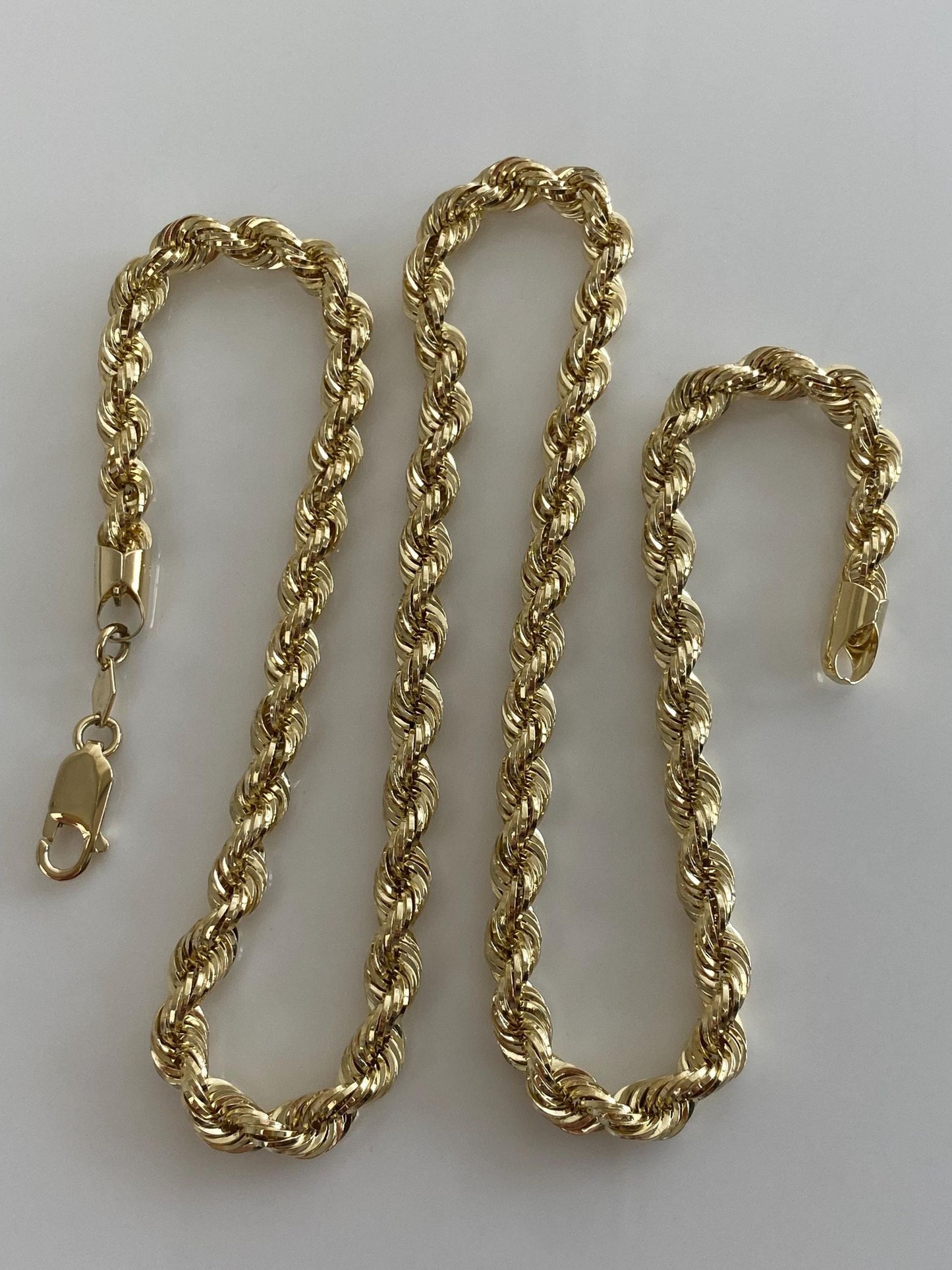 Vintage 14k Yellow Gold Rope Chain Necklace - 20.25 inches