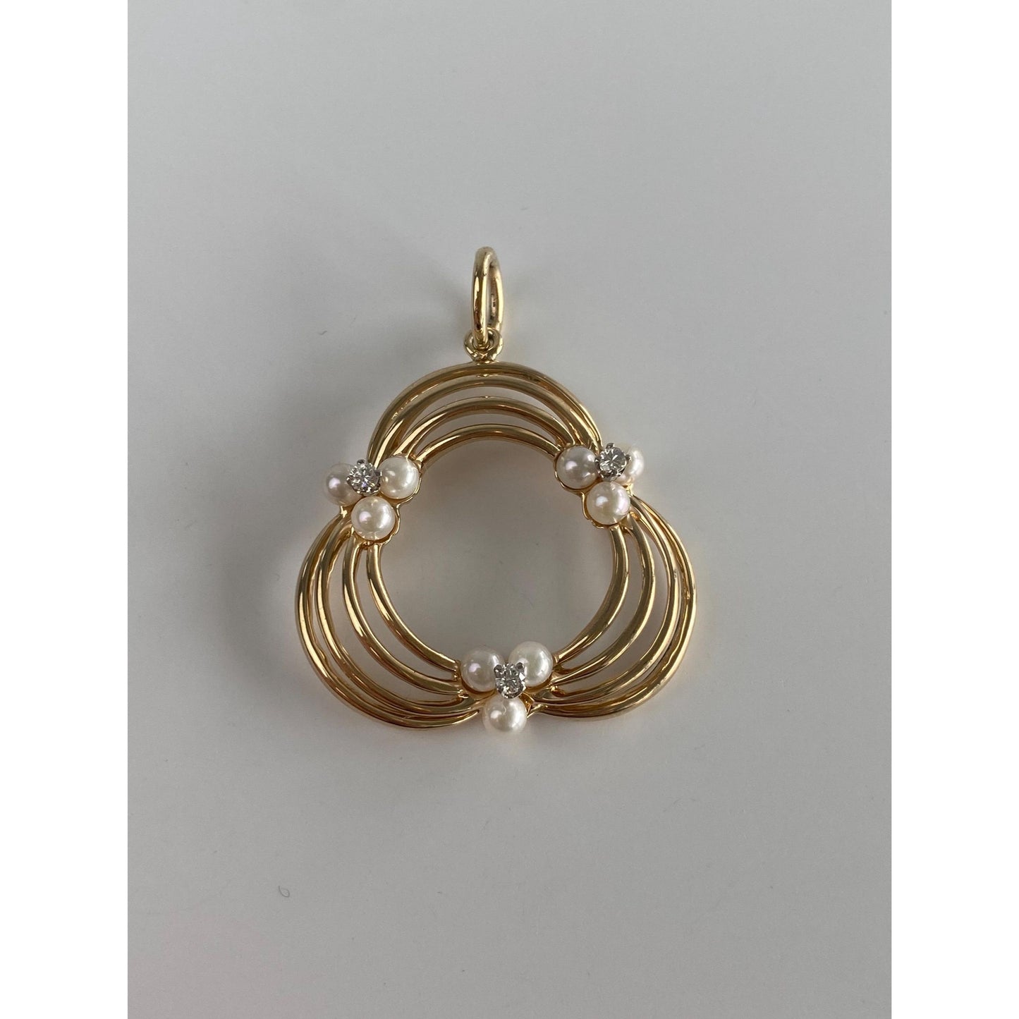 Vintage 14k Yellow Gold Clear Sapphire Pearl Charm