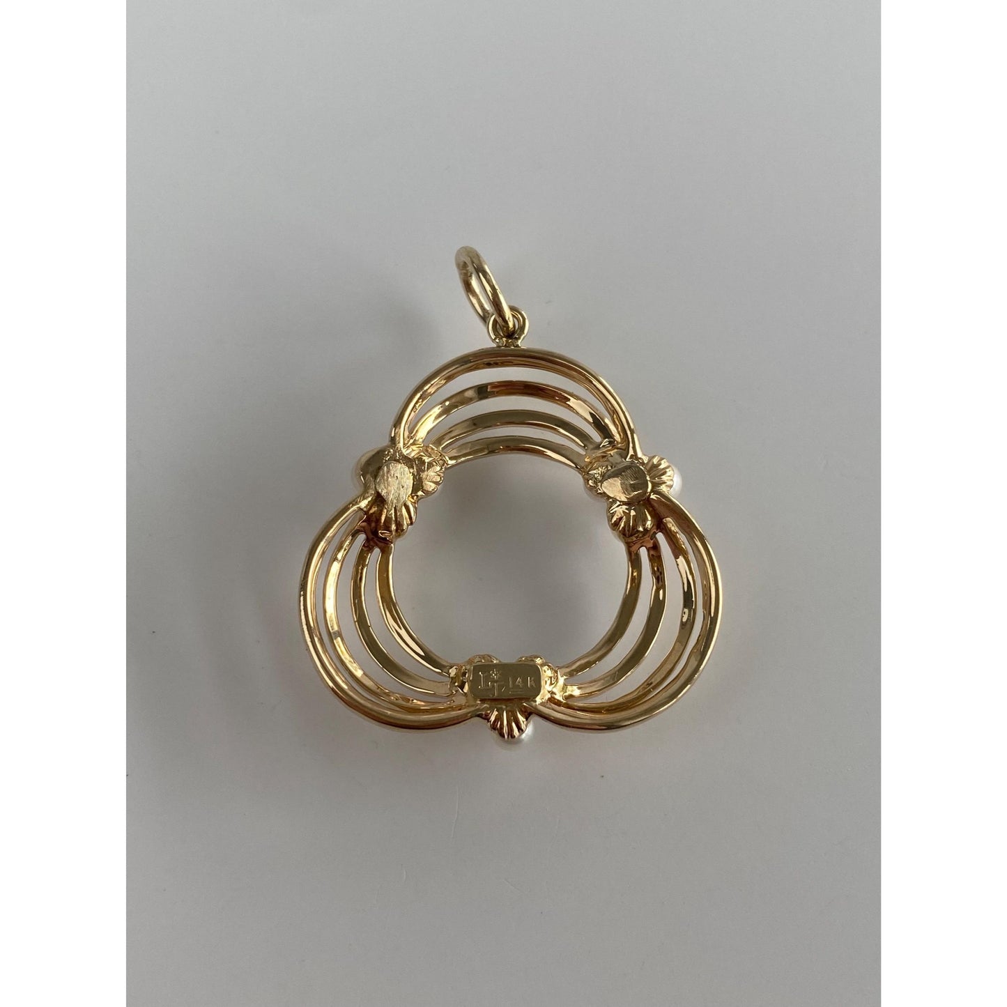 Vintage 14k Yellow Gold Clear Sapphire Pearl Charm