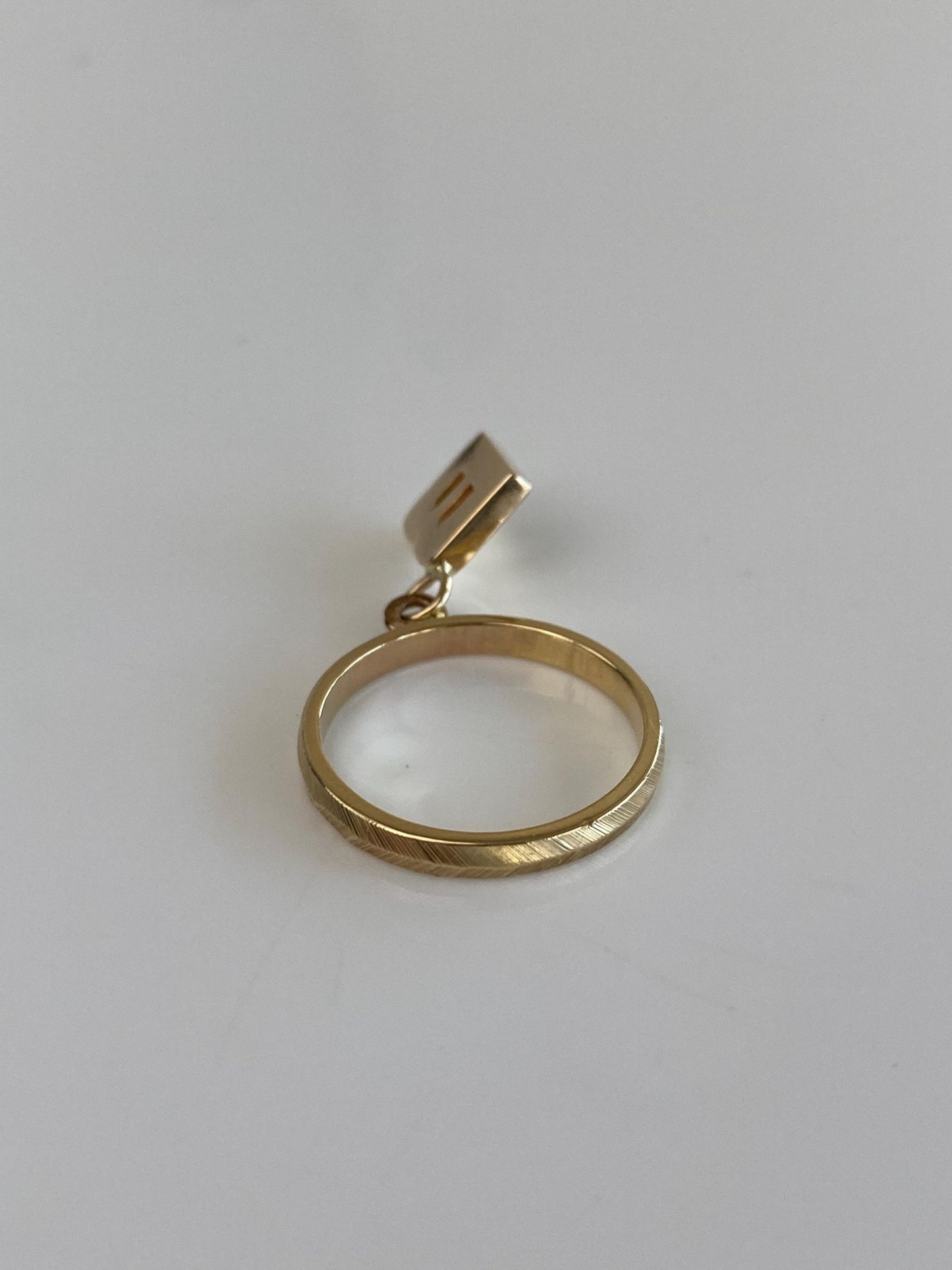 Vintage Solid 14k Yellow Gold Initial 'B' Charm Ring - Size 6.5