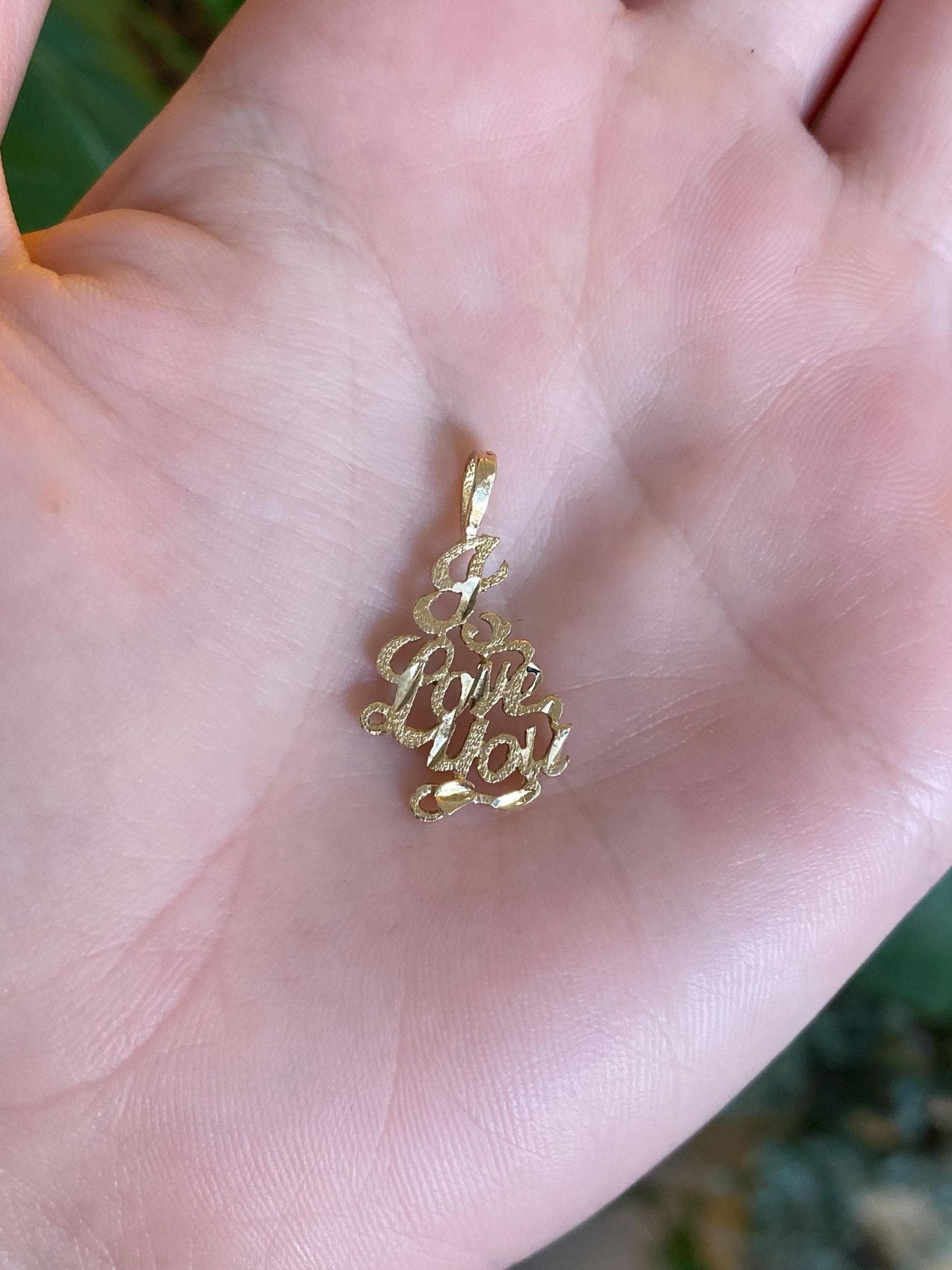 Vintage Solid 14k Yellow Gold 'I Love You' Charm