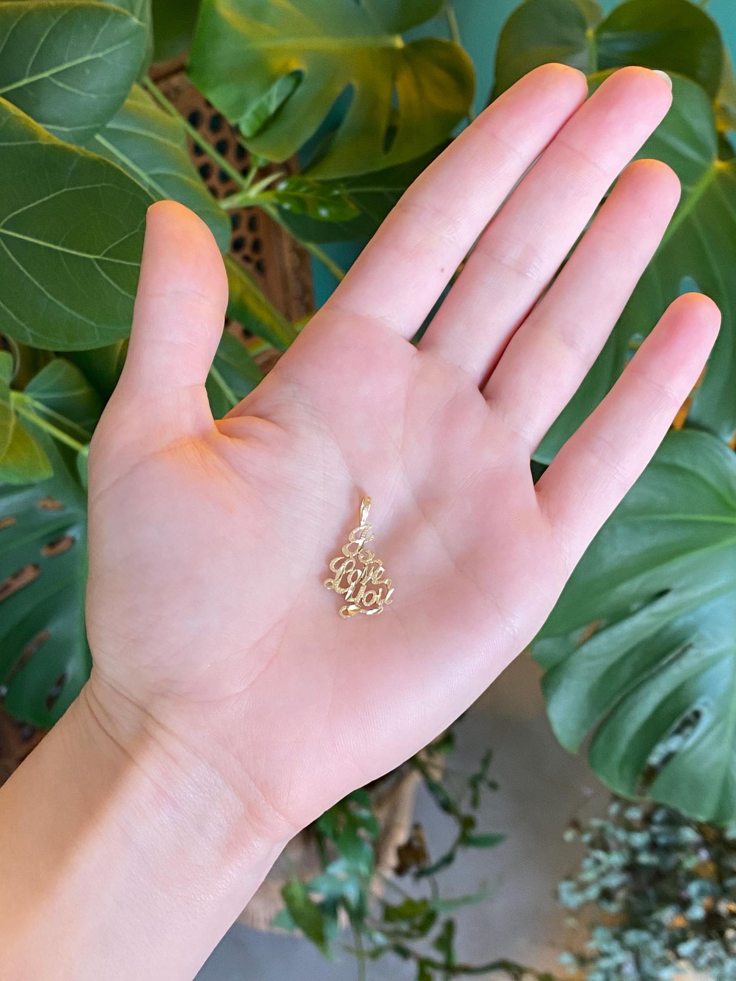 Vintage Solid 14k Yellow Gold 'I Love You' Charm