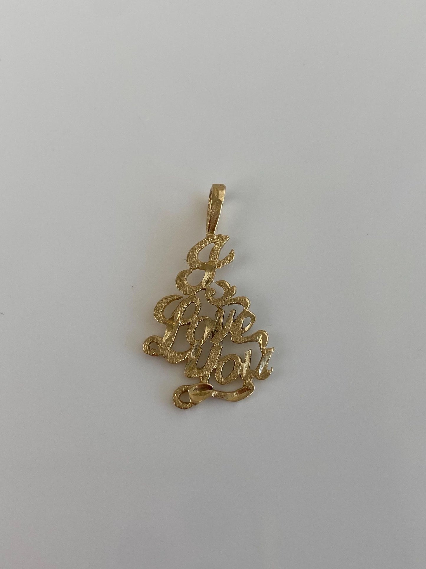 Vintage Solid 14k Yellow Gold 'I Love You' Charm