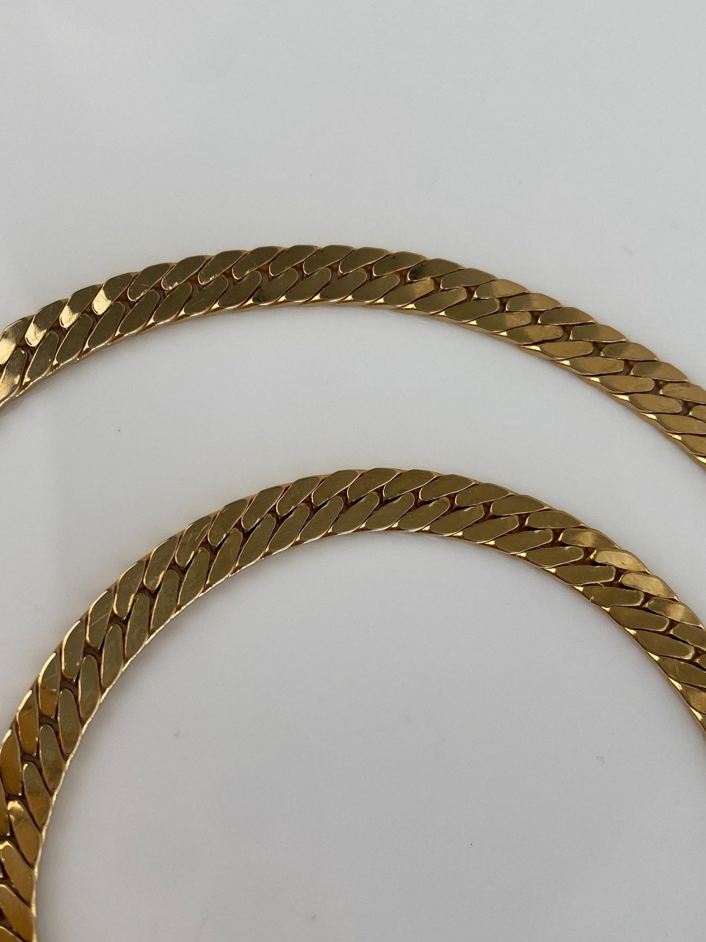 Vintage Solid 14k Yellow Gold Chunky Flat Curb Chain Necklace - 19 inches