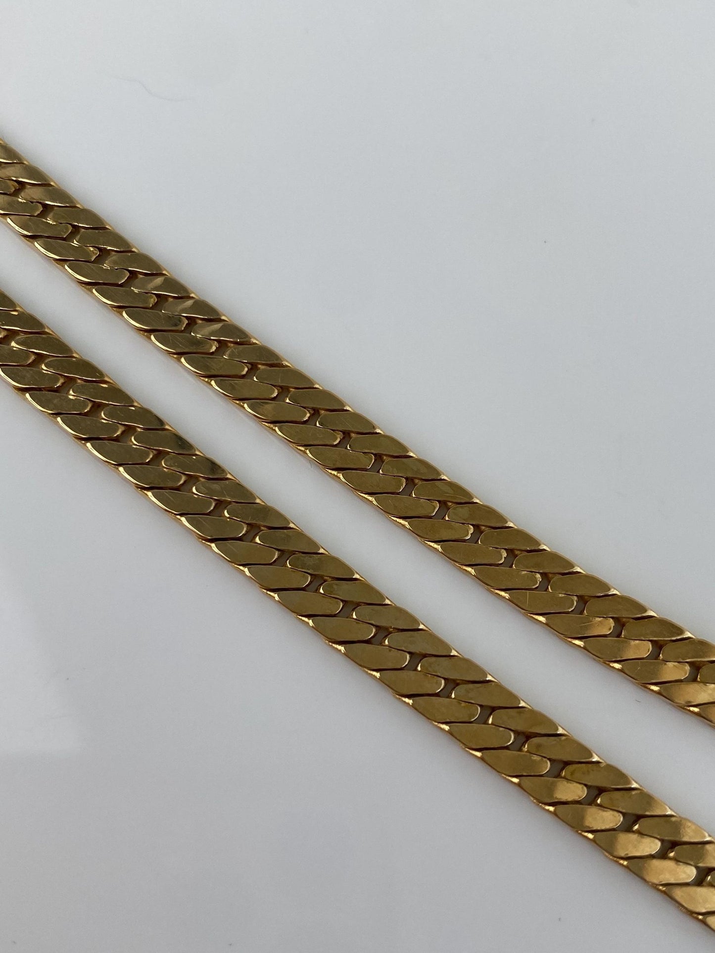 Vintage Solid 14k Yellow Gold Chunky Flat Curb Chain Necklace - 19 inches