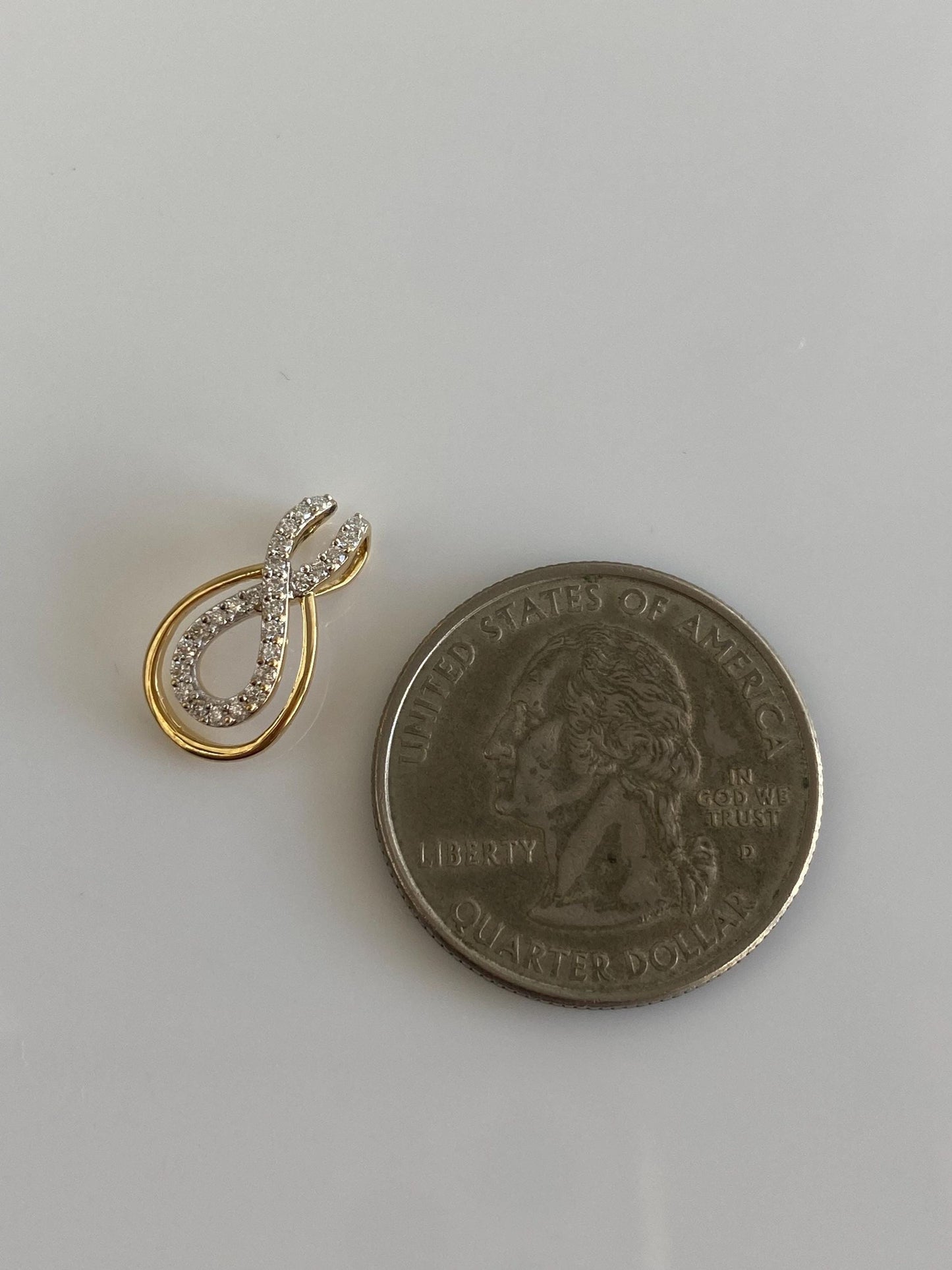 Vintage Solid 18k White & Yellow Gold Diamond Charm