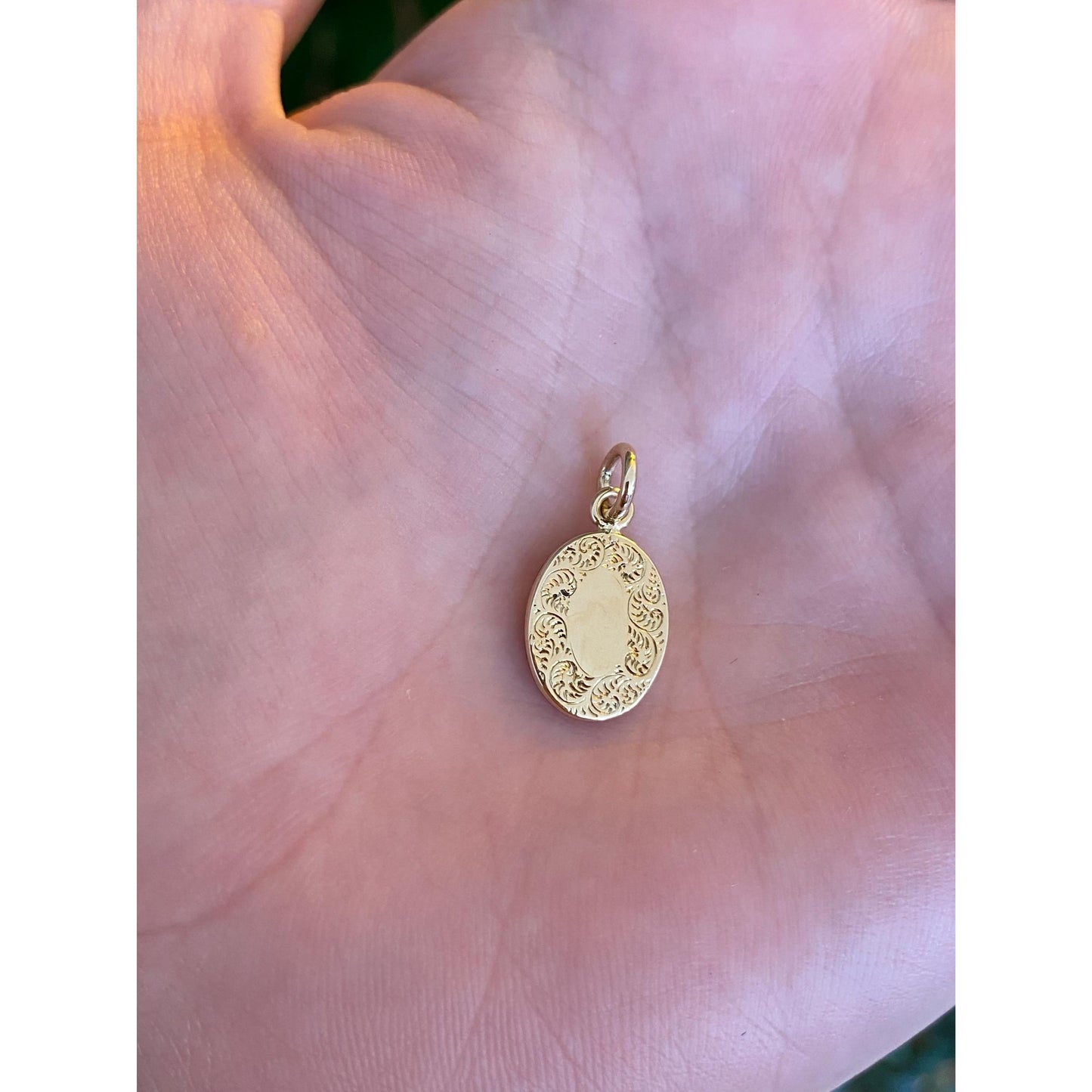 Vintage Solid 14k Yellow Gold Engraved Cufflink Conversion Charm