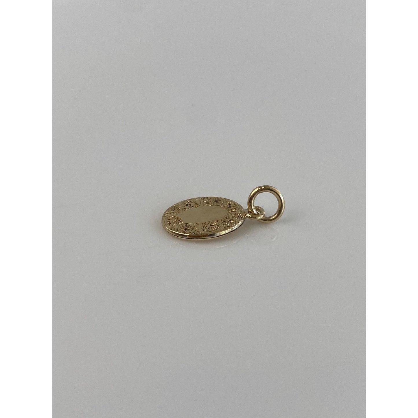 Vintage Solid 14k Yellow Gold Engraved Cufflink Conversion Charm