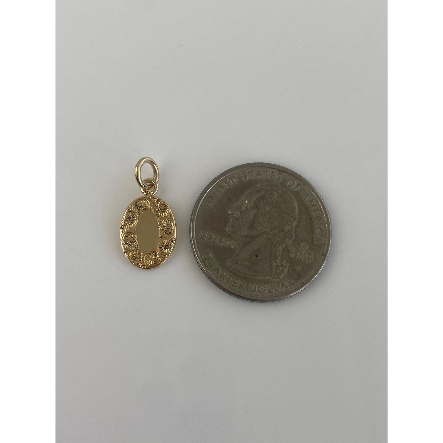 Vintage Solid 14k Yellow Gold Engraved Cufflink Conversion Charm