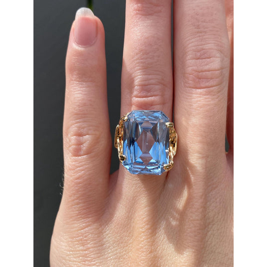 Vintage Solid 14k Yellow Gold Topaz Wire Wrapped Ring - Size 5