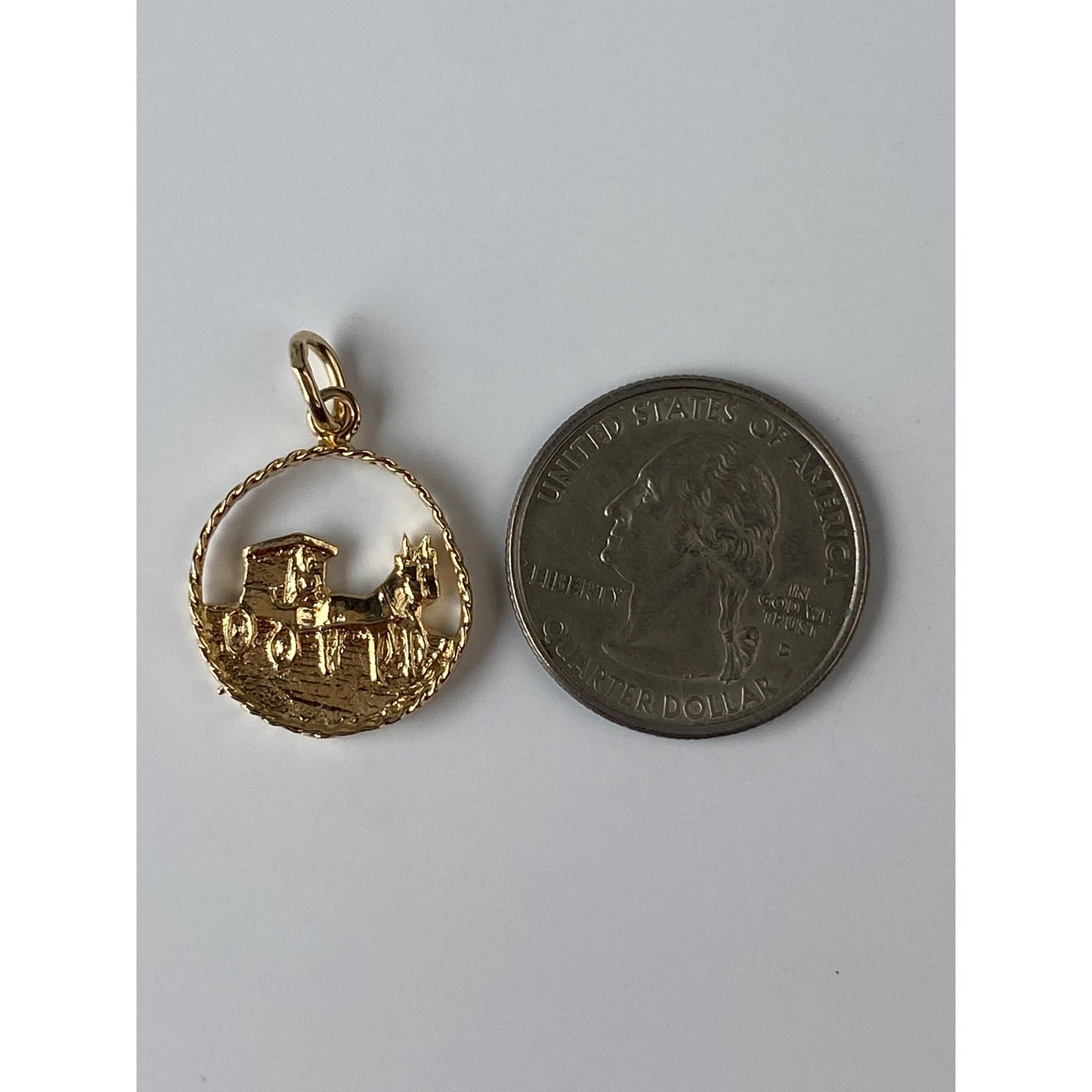 Vintage Solid 14k Yellow Gold Horse & Carriage 'Mackinac Island' Charm