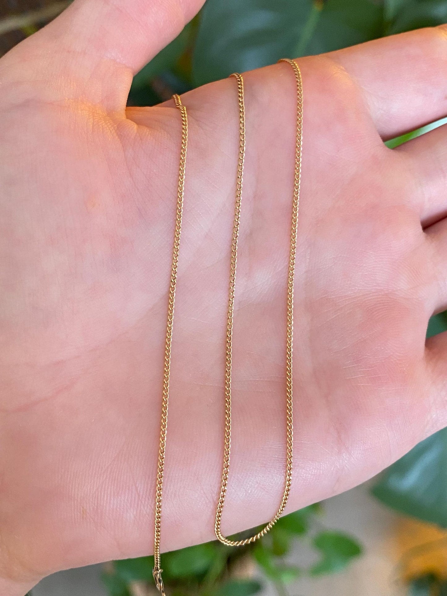 Vintage Solid 14k Yellow Gold Tight Curb Chain Necklace - 17 inches
