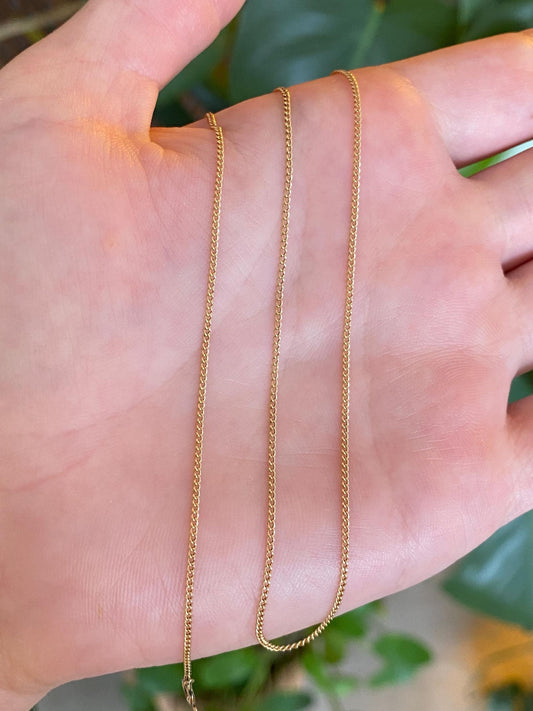 Vintage Solid 14k Yellow Gold Tight Curb Chain Necklace - 17 inches