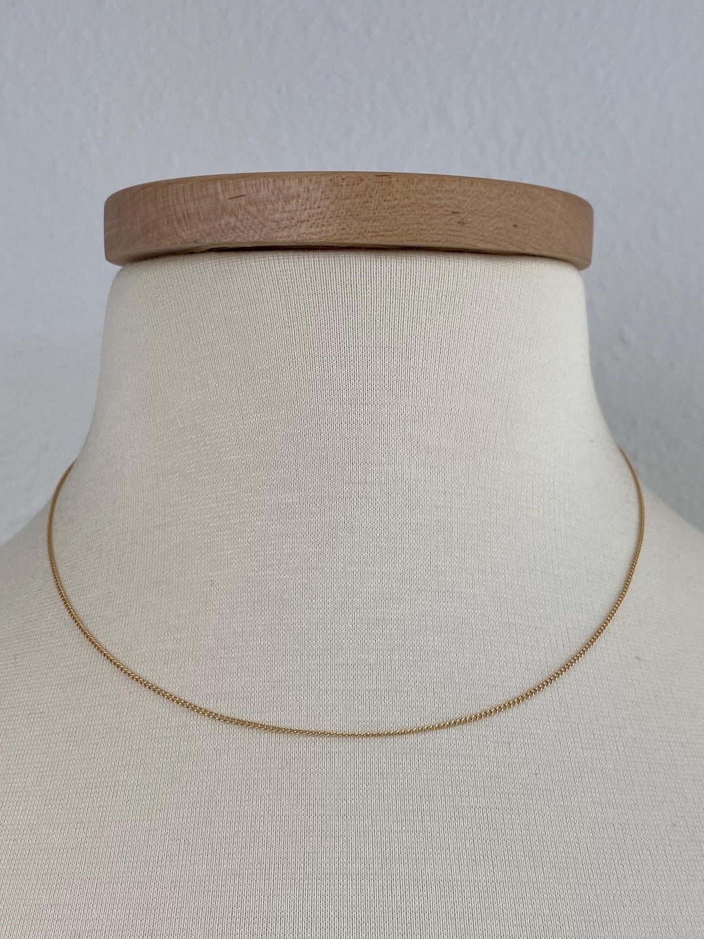 Vintage Solid 14k Yellow Gold Tight Curb Chain Necklace - 17 inches