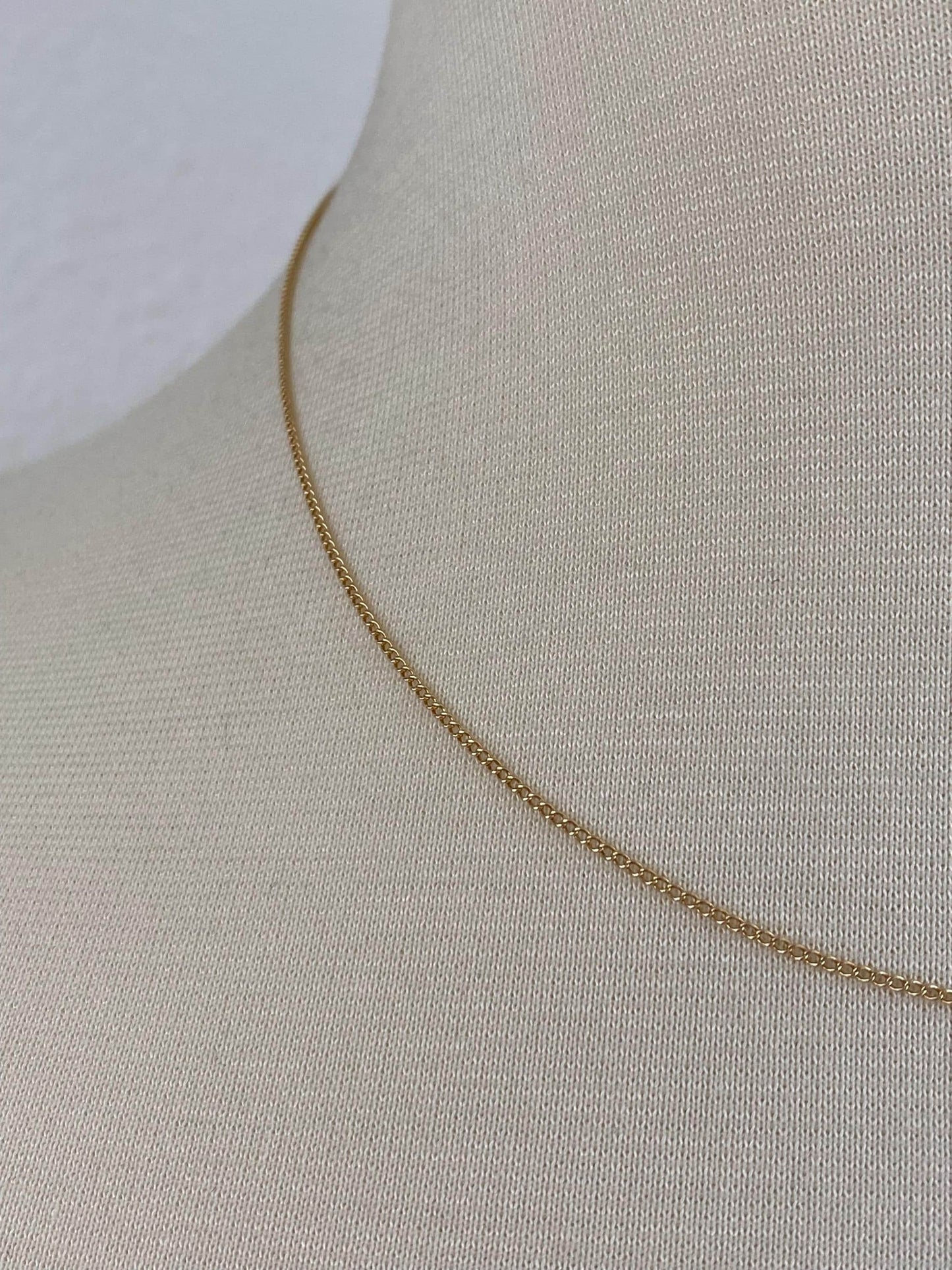 Vintage Solid 14k Yellow Gold Tight Curb Chain Necklace - 17 inches