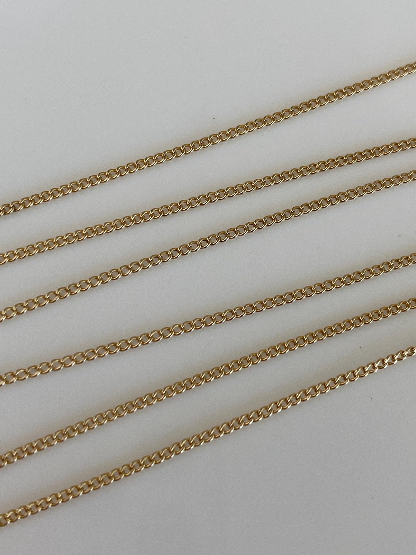 Vintage Solid 14k Yellow Gold Tight Curb Chain Necklace - 17 inches
