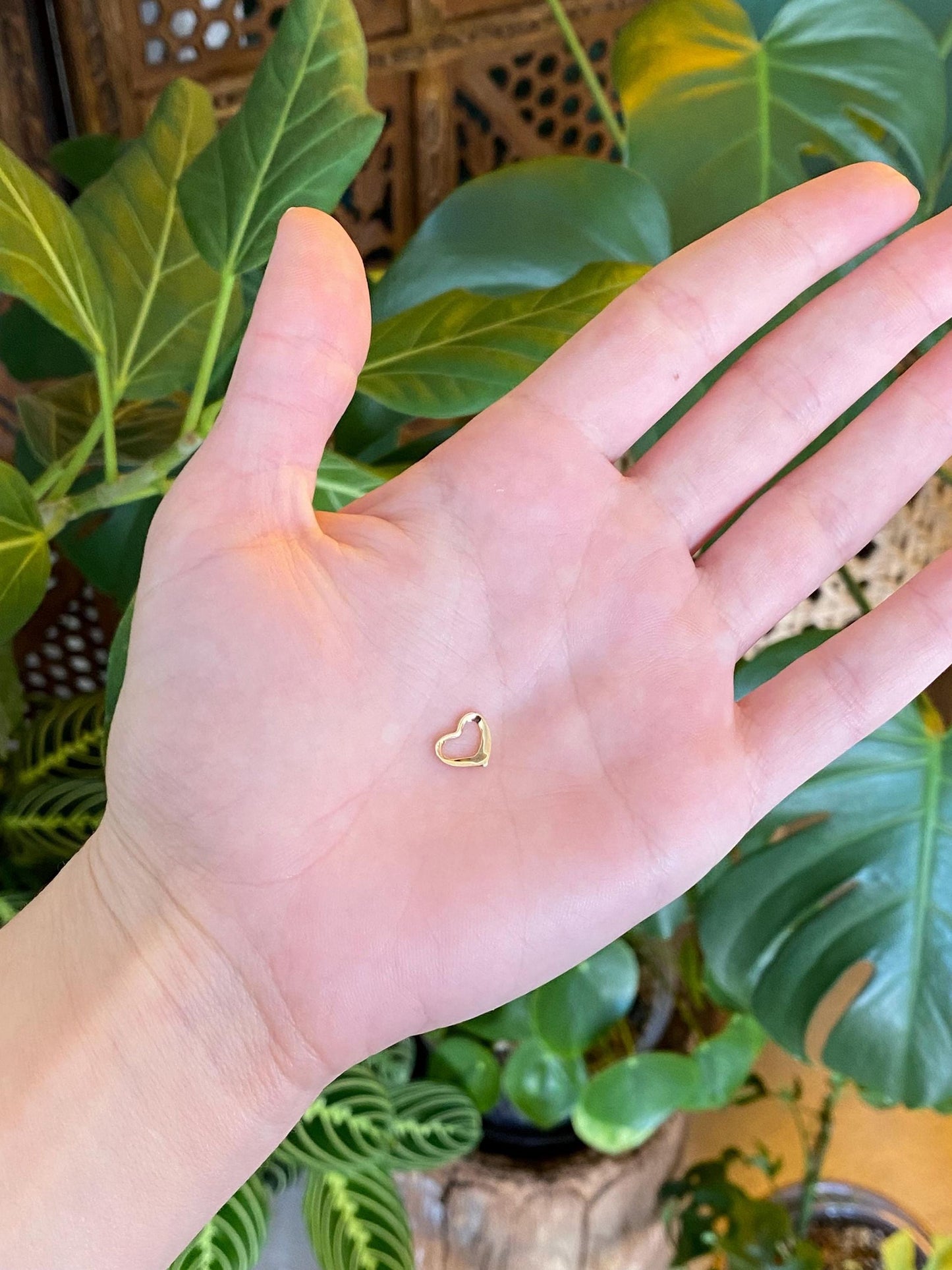 Vintage Solid 14k Yellow Gold Open Heart Charm