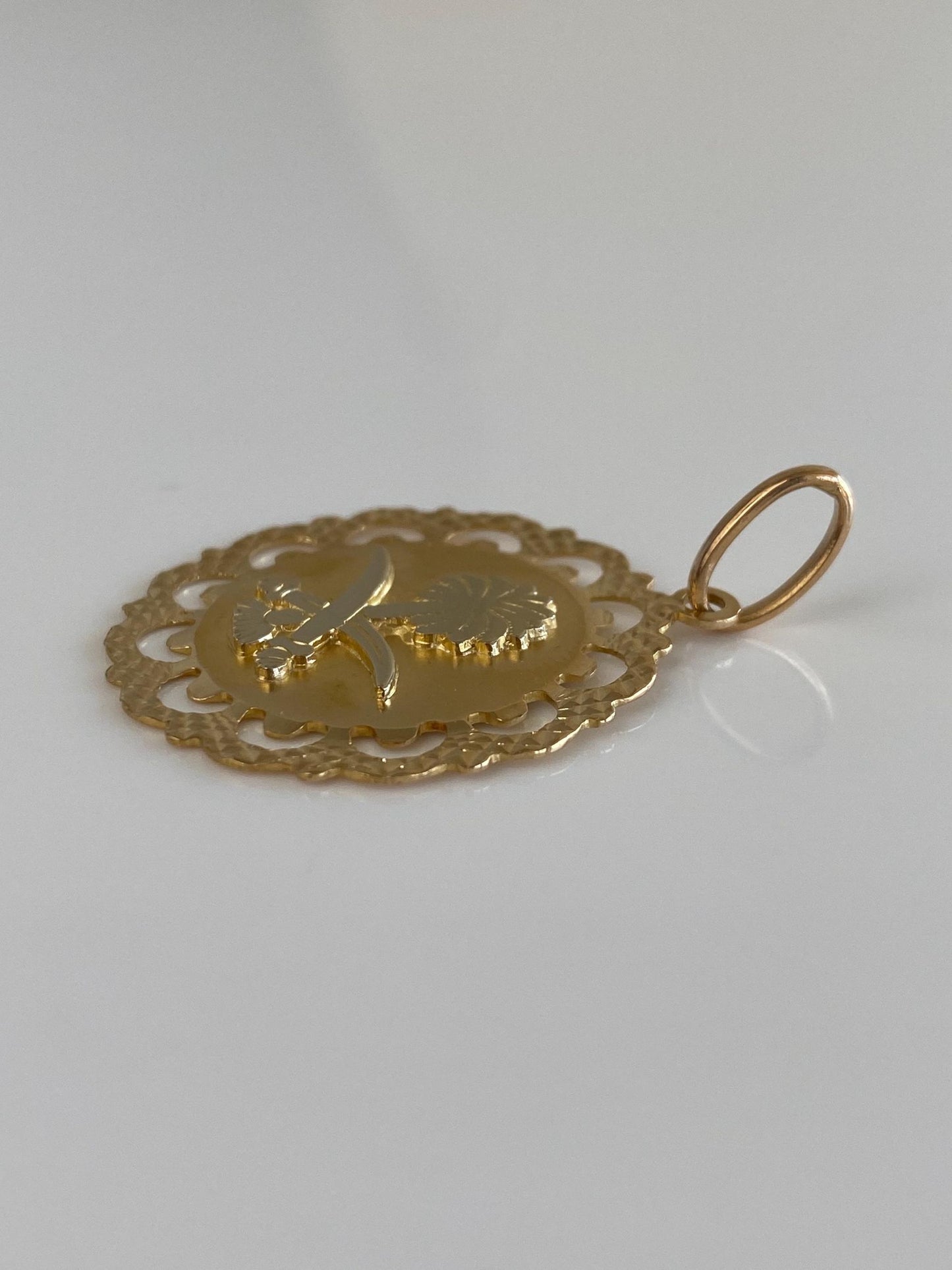 Vintage Solid 18k White & Yellow Gold Saudi Arabia Charm