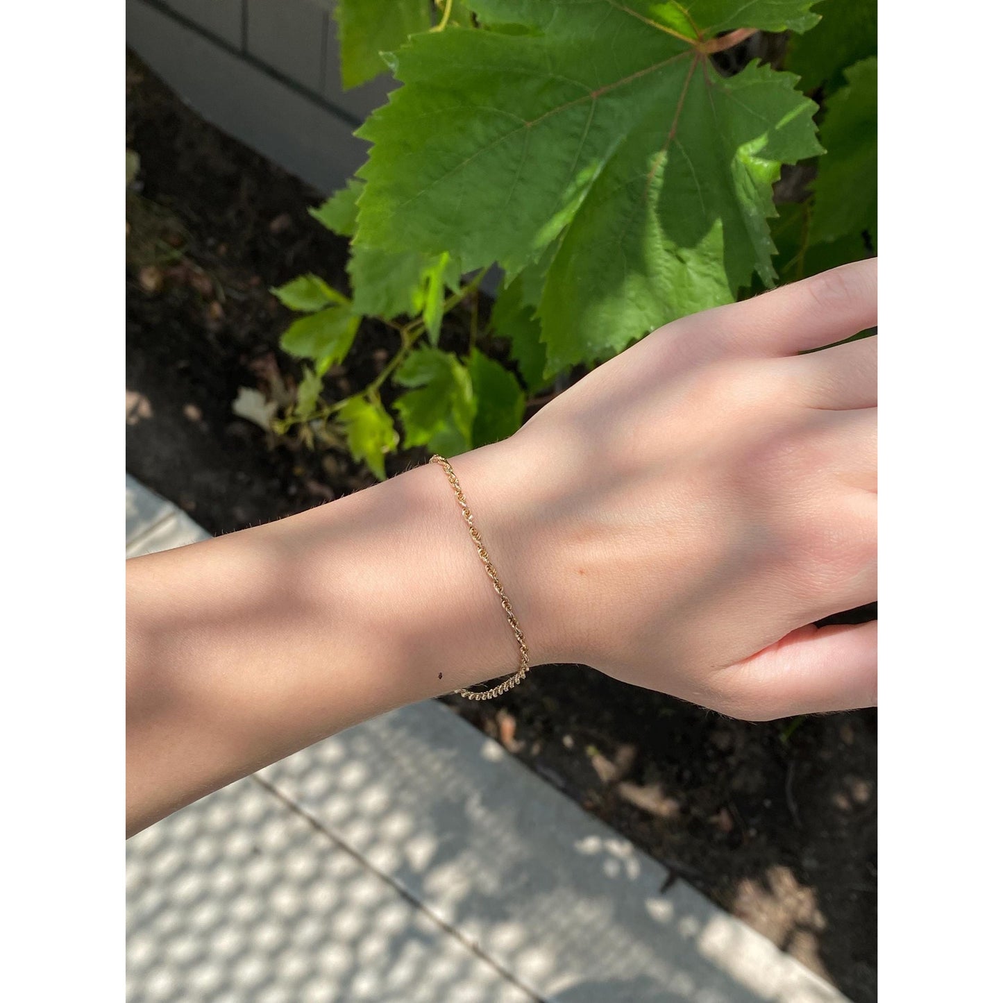 Vintage Solid 14k Yellow Gold Rope Chain Bracelet - 8 inches