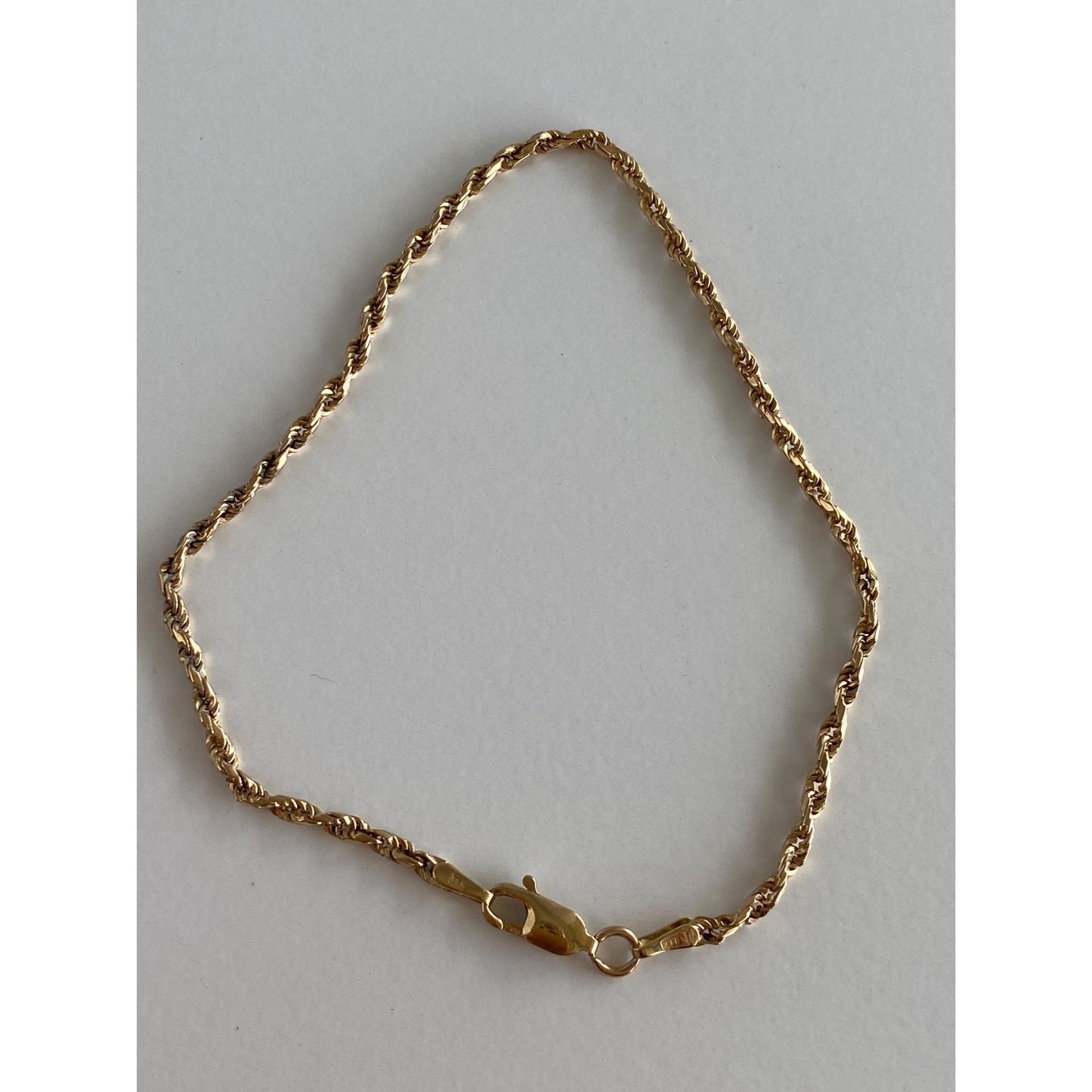 Vintage Solid 14k Yellow Gold Rope Chain Bracelet - 8 inches