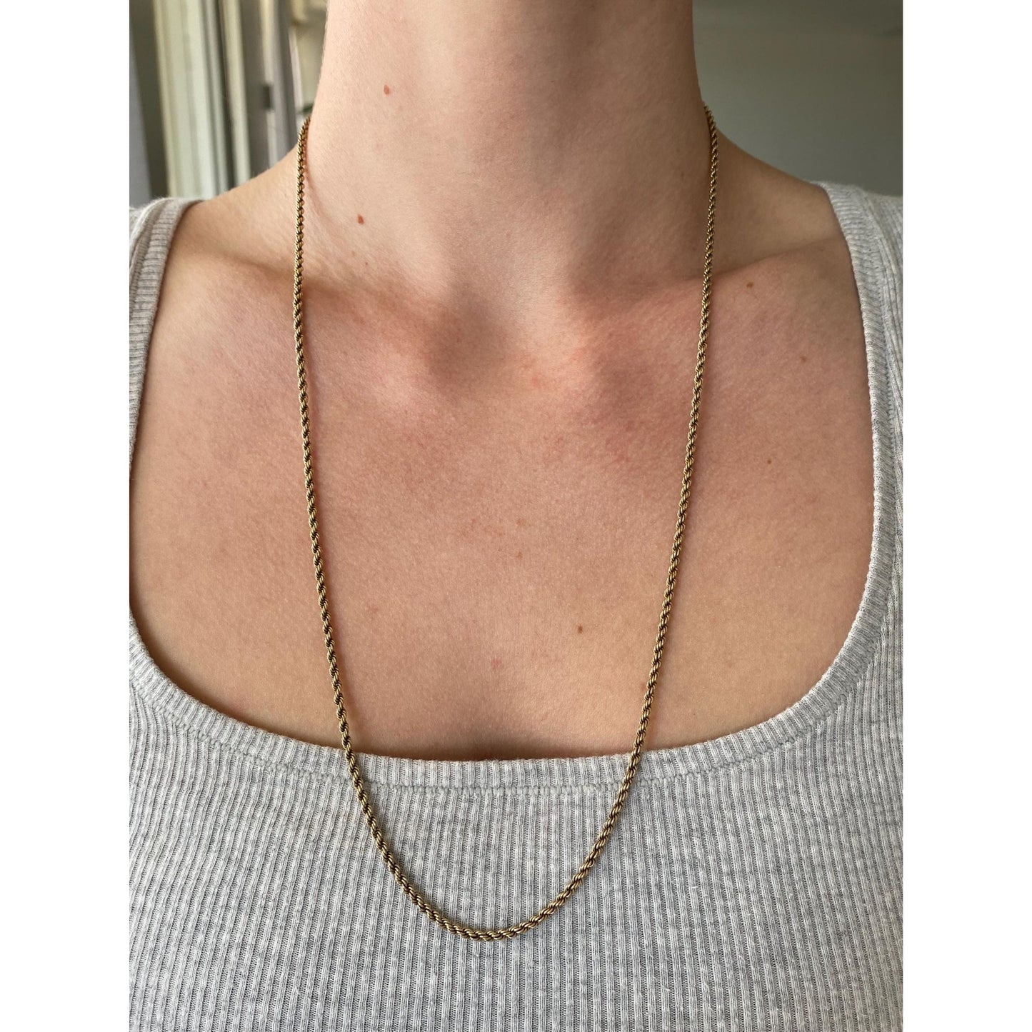 Vintage Solid 10k Yellow Gold Rope Chain Necklace - 25 inches