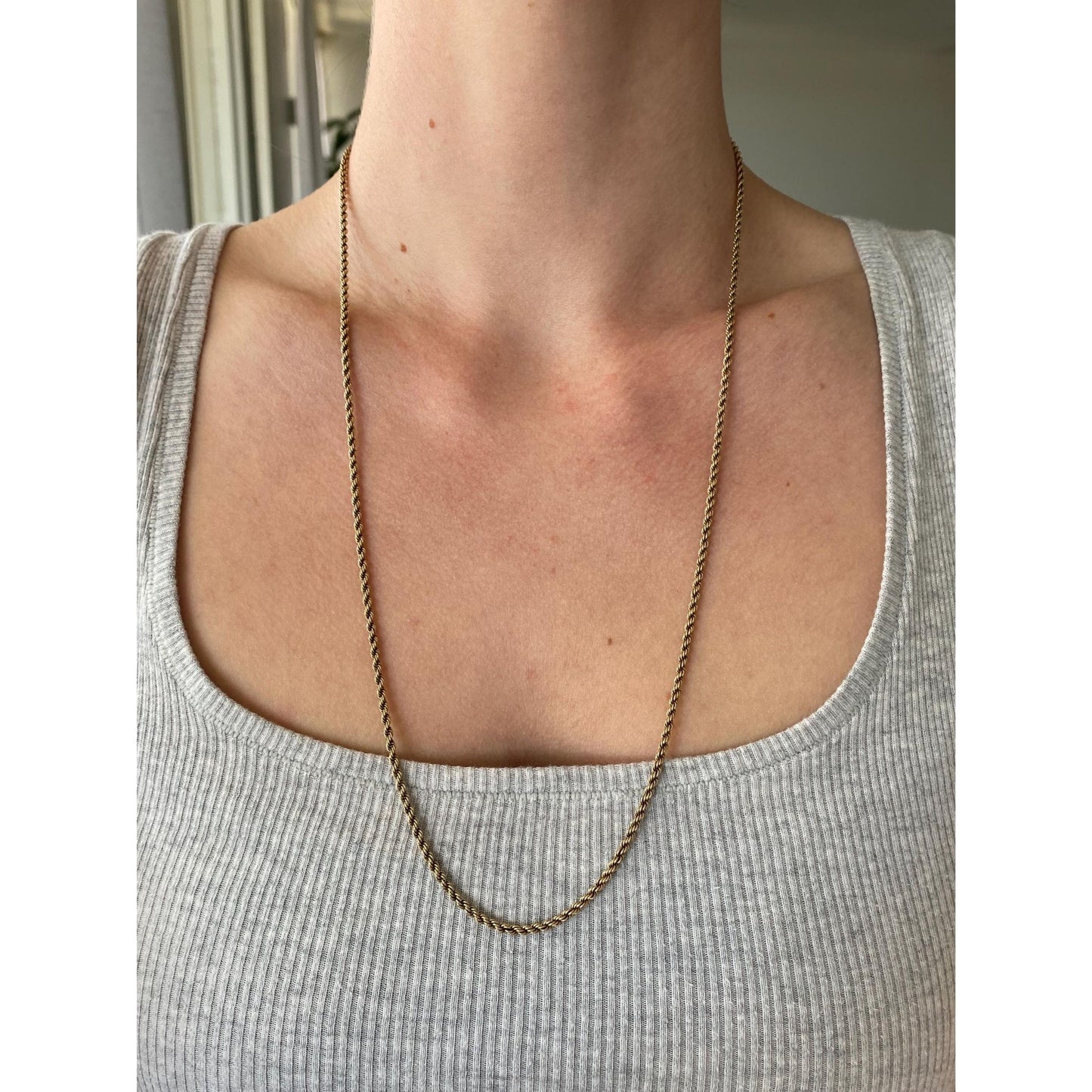 Vintage Solid 10k Yellow Gold Rope Chain Necklace - 25 inches