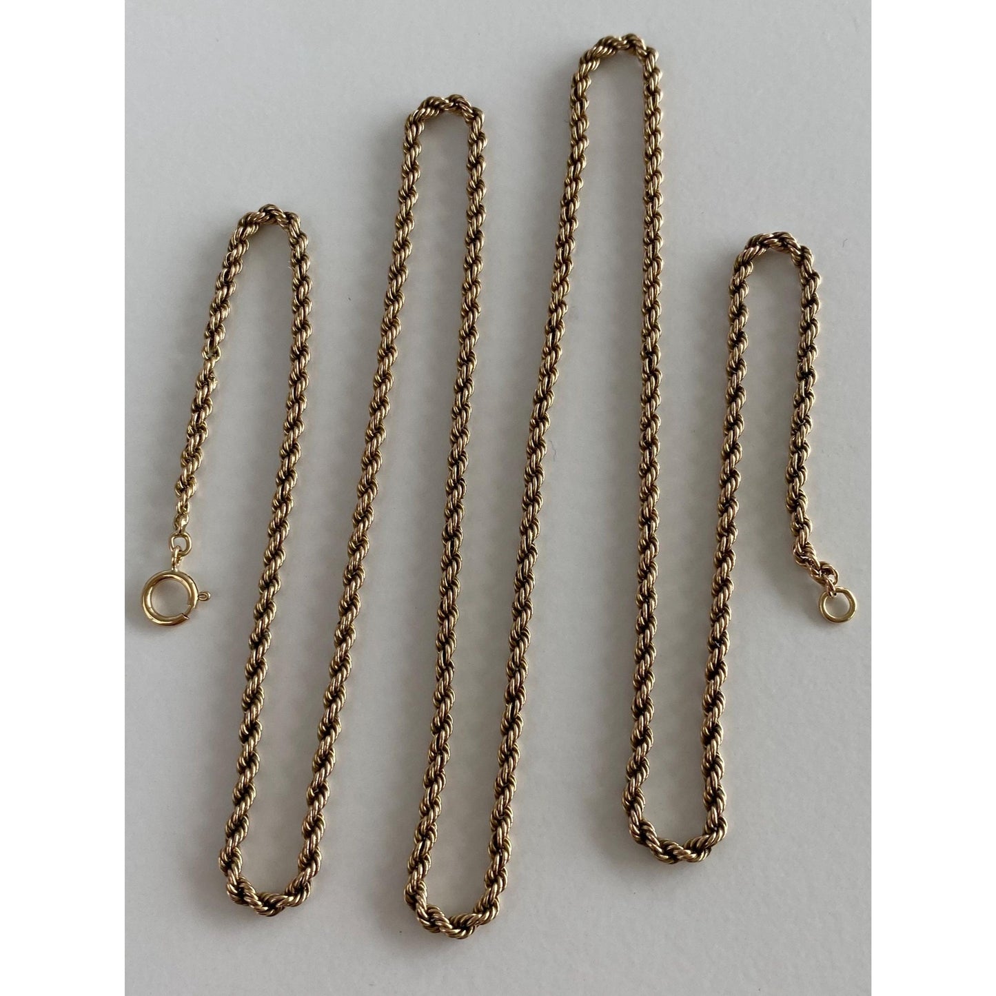 Vintage Solid 10k Yellow Gold Rope Chain Necklace - 25 inches