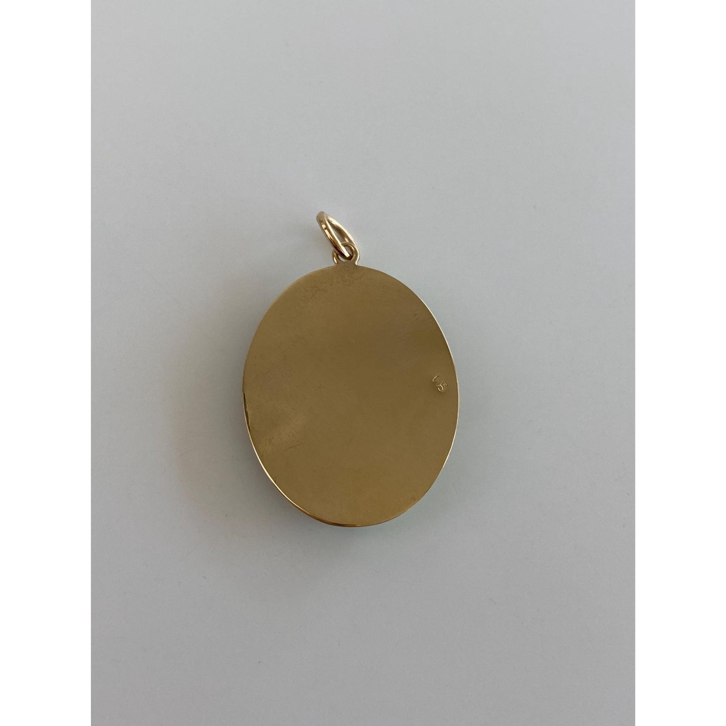 Vintage Solid 14k Yellow Gold Carved Jade Engine Turned Charm